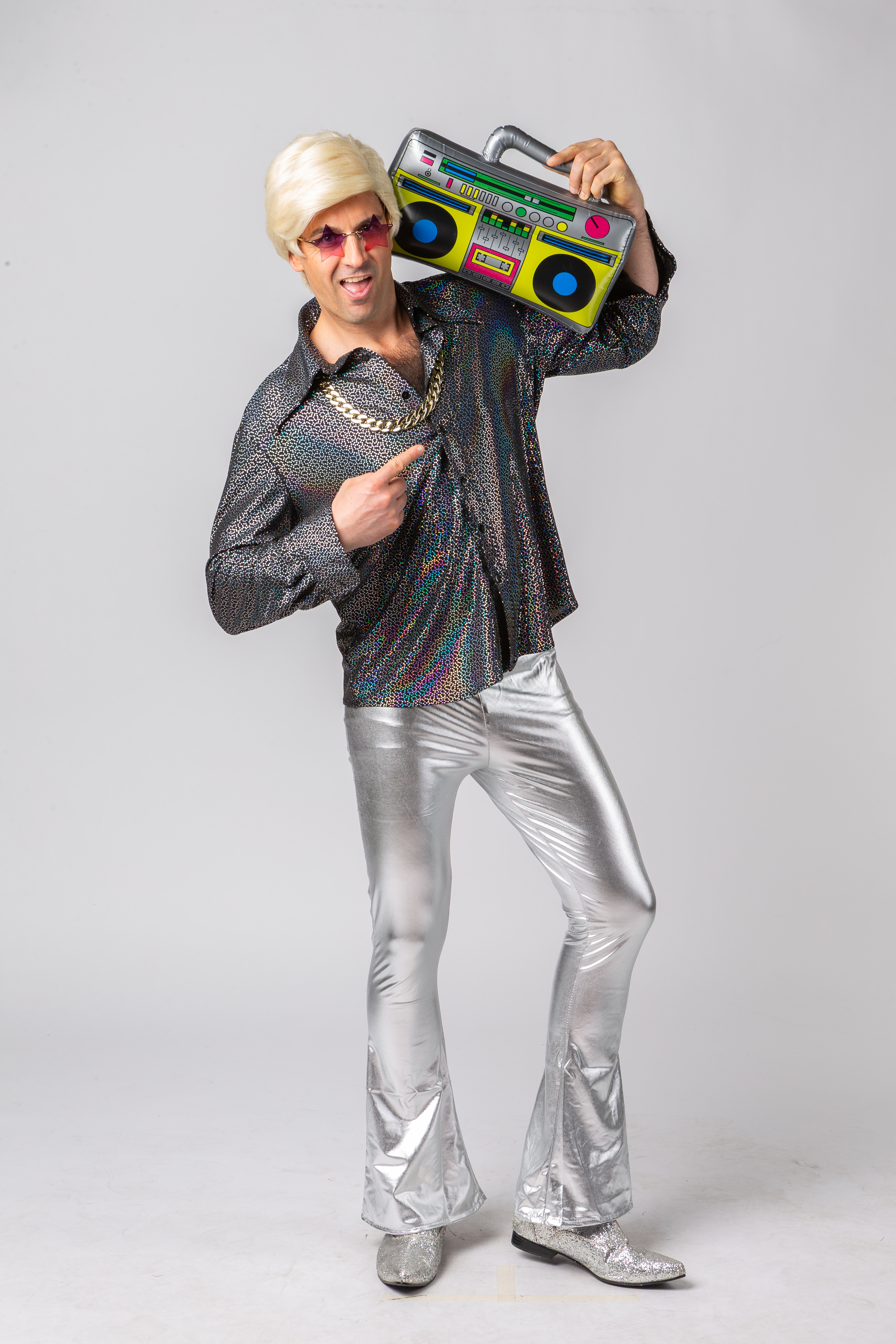 Hemd mit Glitzerdruck, silber 