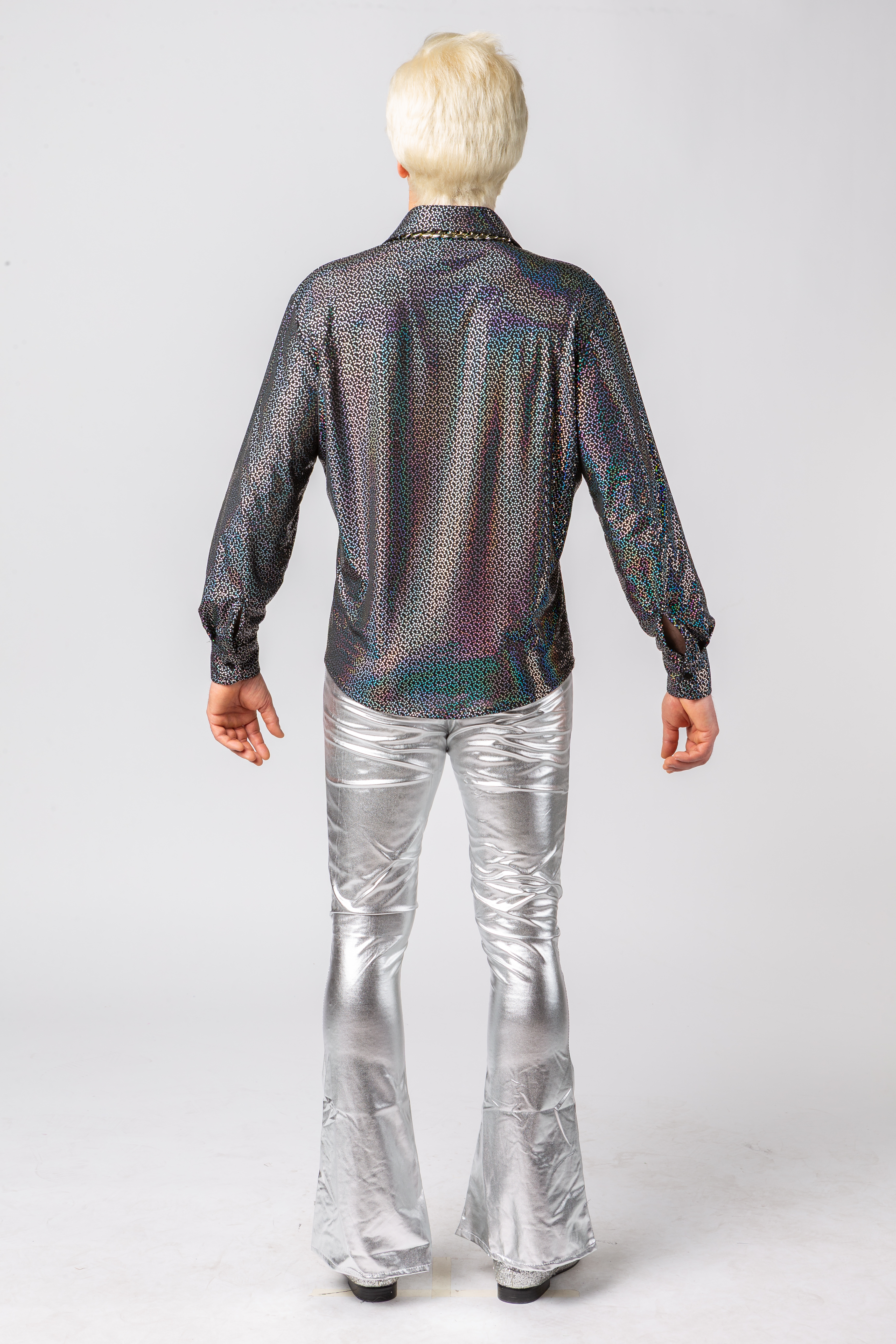 Hemd mit Glitzerdruck, silber 