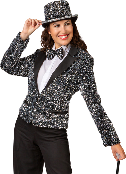 Damenjacke Pailletten, silber 