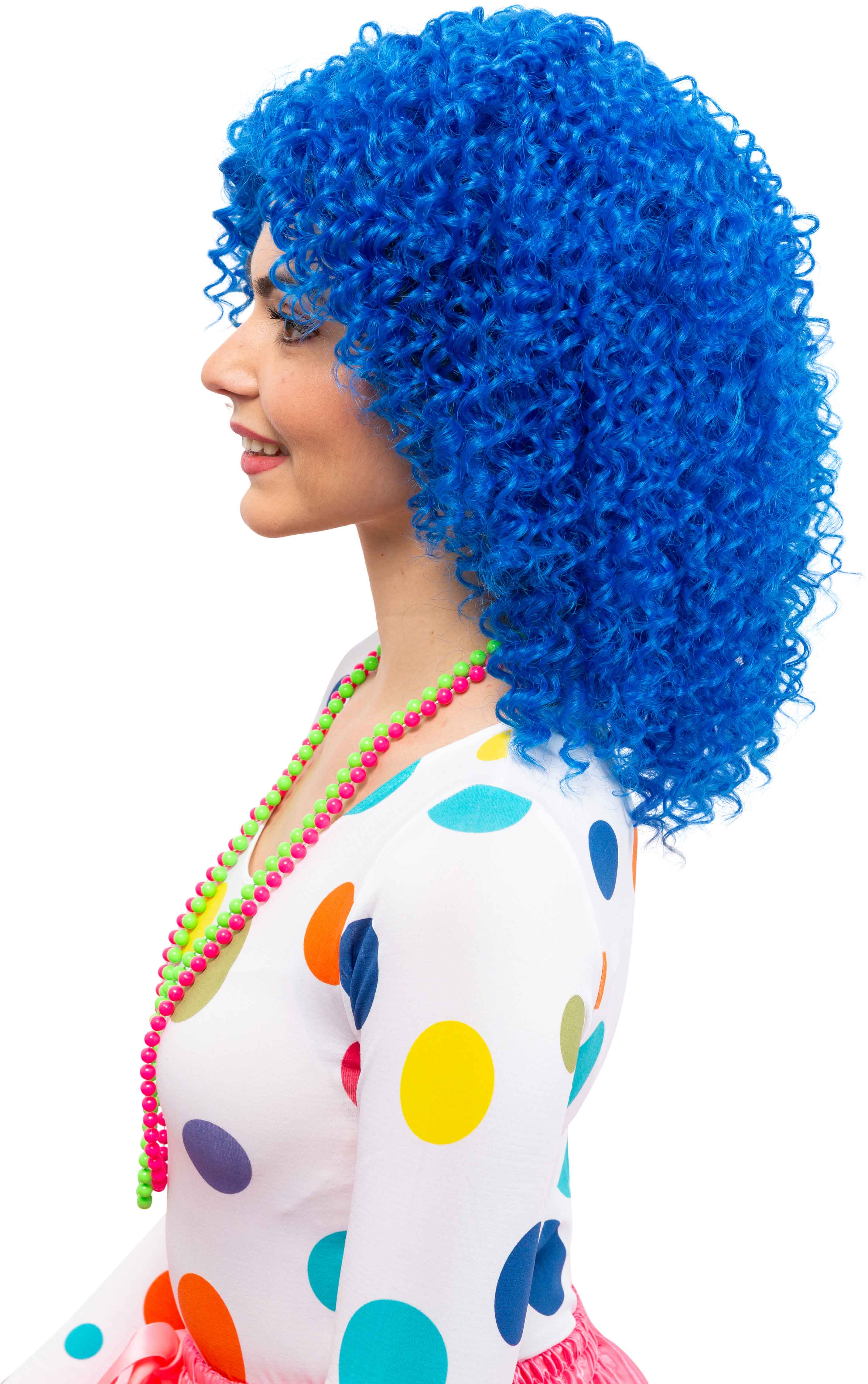 Maiden curly wig, blue
