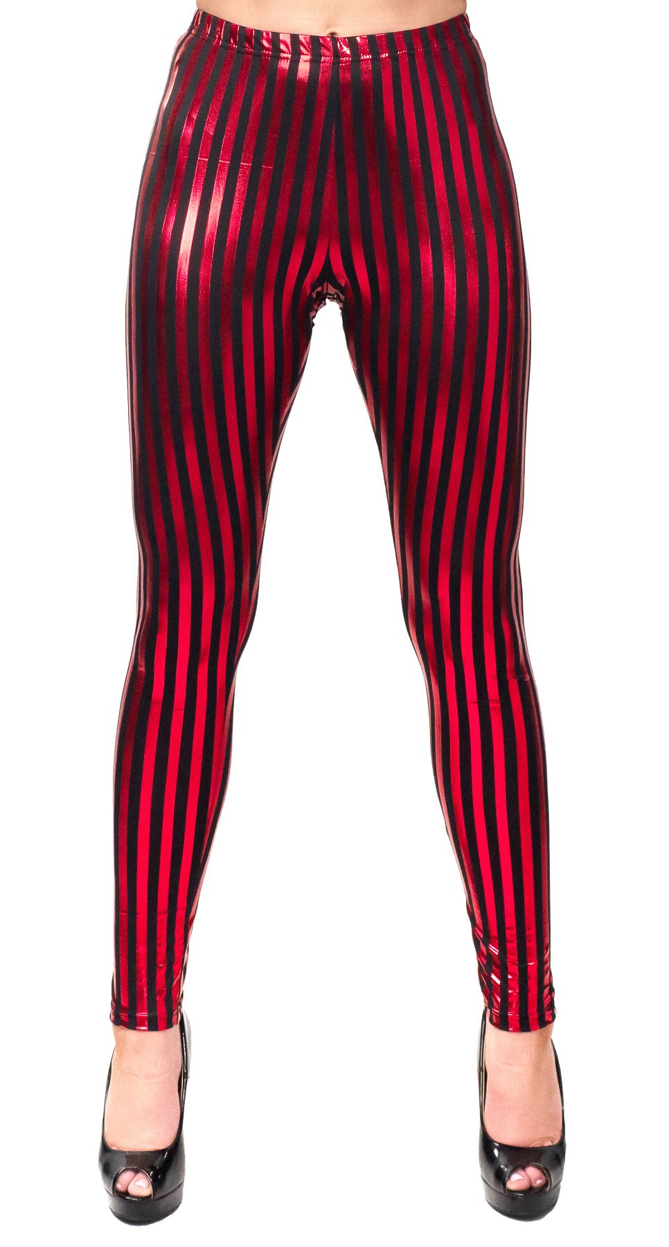 Leggings stripes, red / black