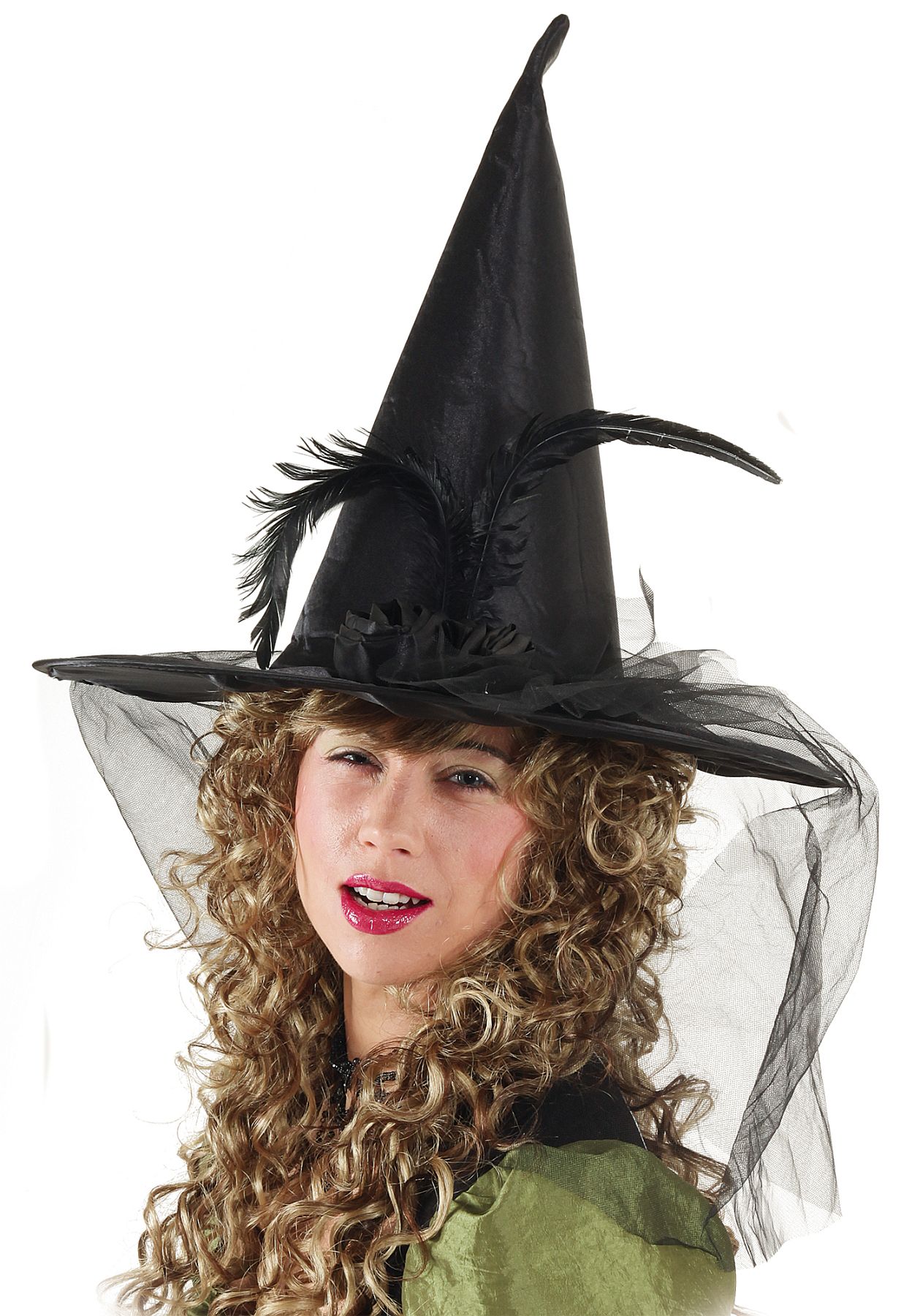 Satin witch hat, black