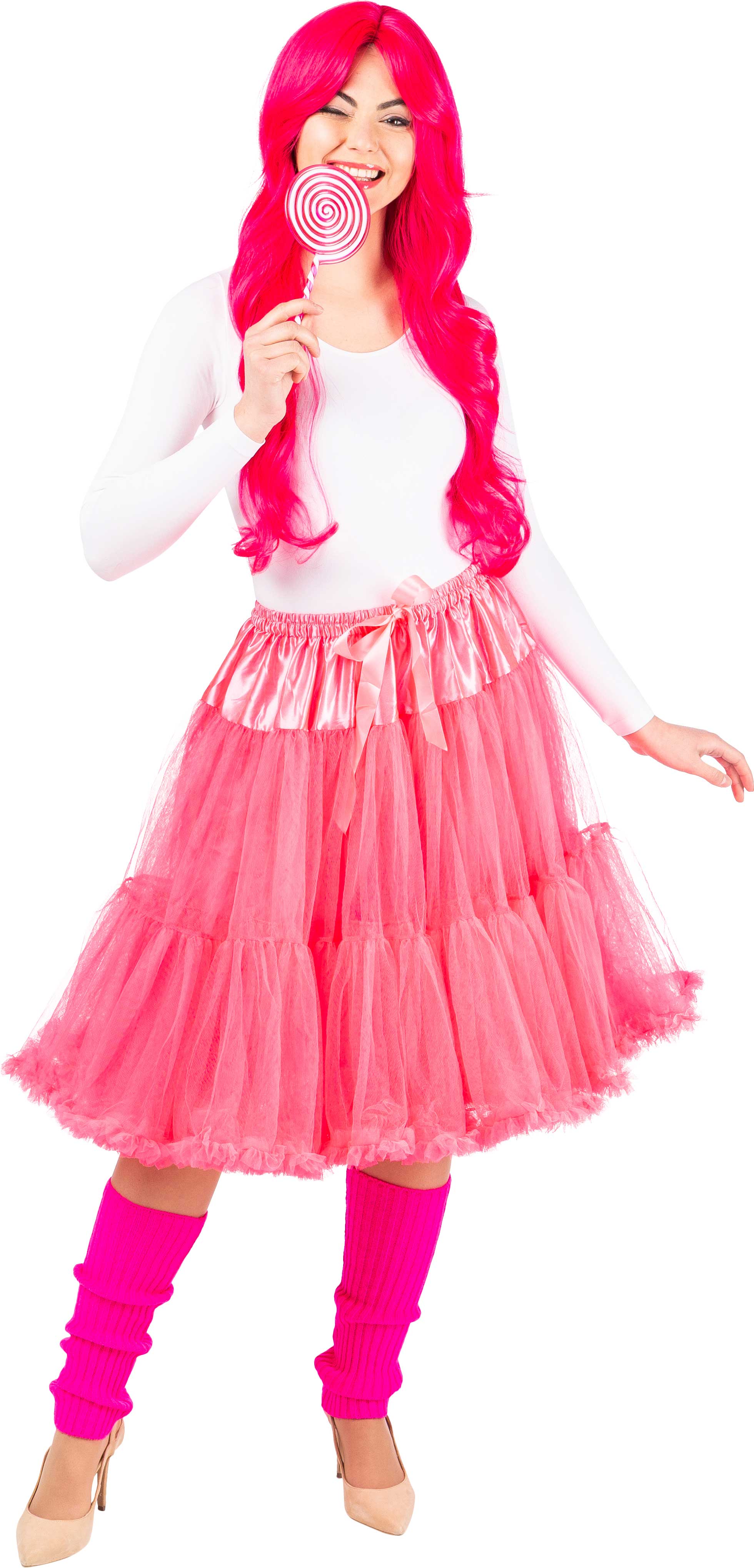 Leg warmers, knitted, 40cm, fuchsia