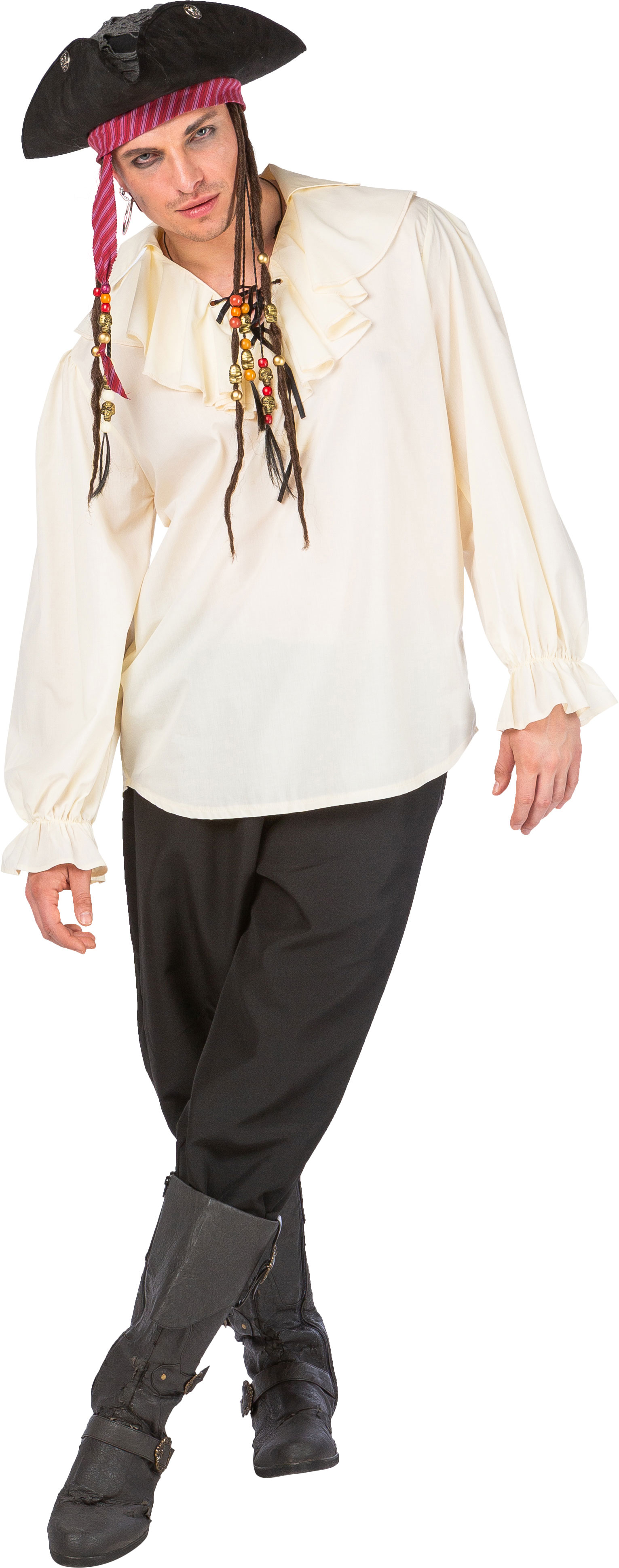 Piratenbluse, creme-weiß 