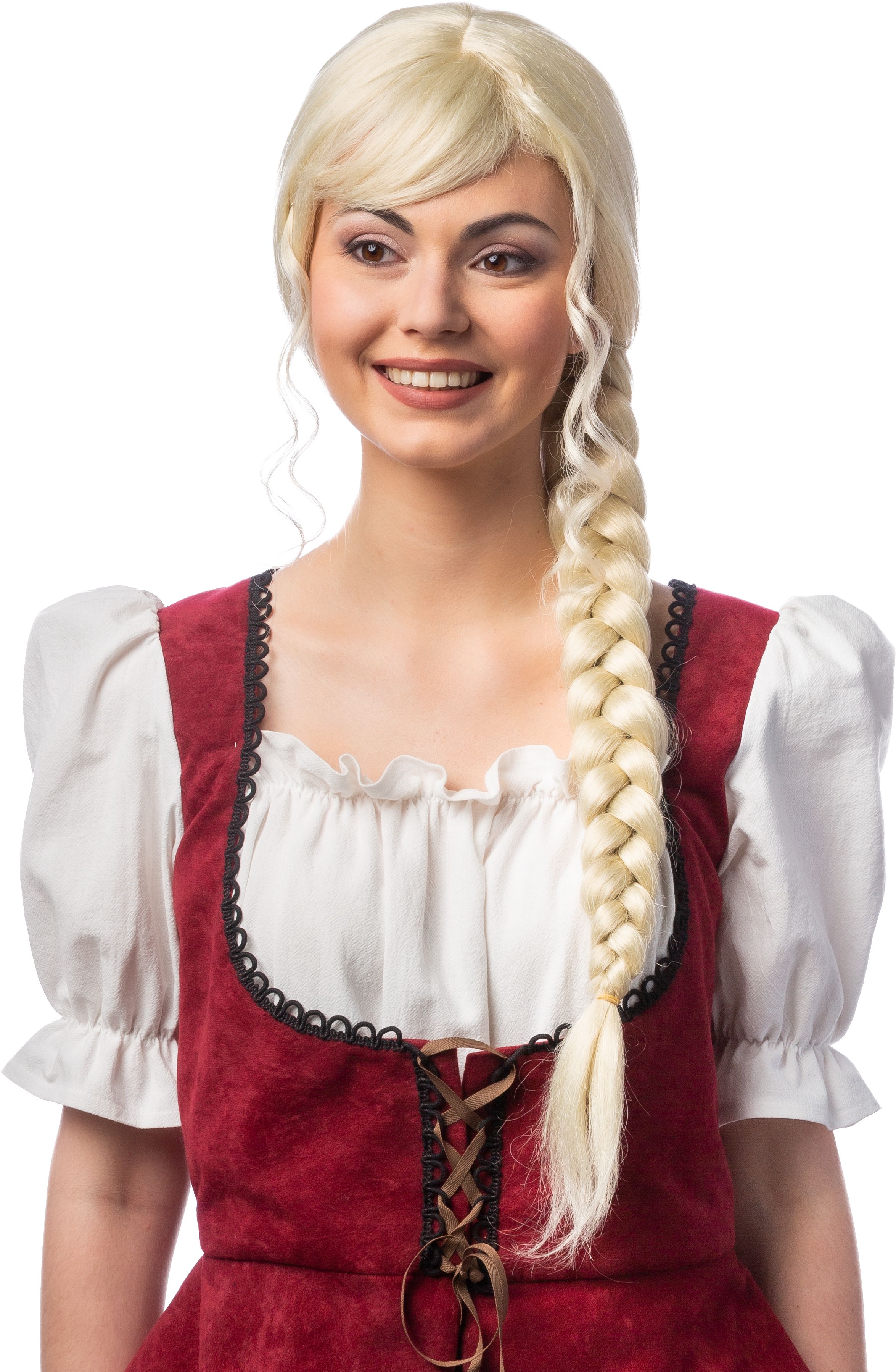 Wig with long side braid, blond