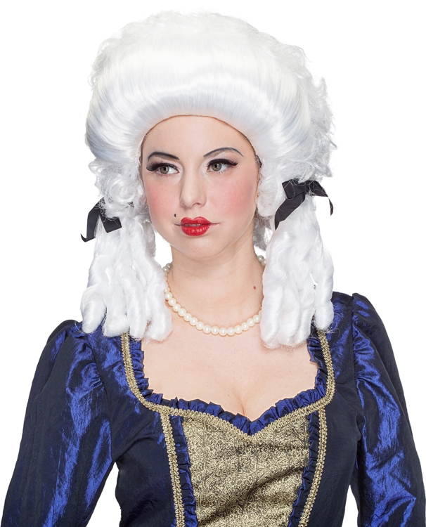 Ladies wig baroque with corkscrew curls, white