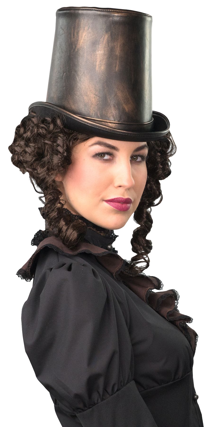 Tricorn hat leather look, bronze