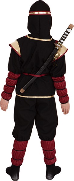 Ninja Kostüm, rot-gold-schwarz