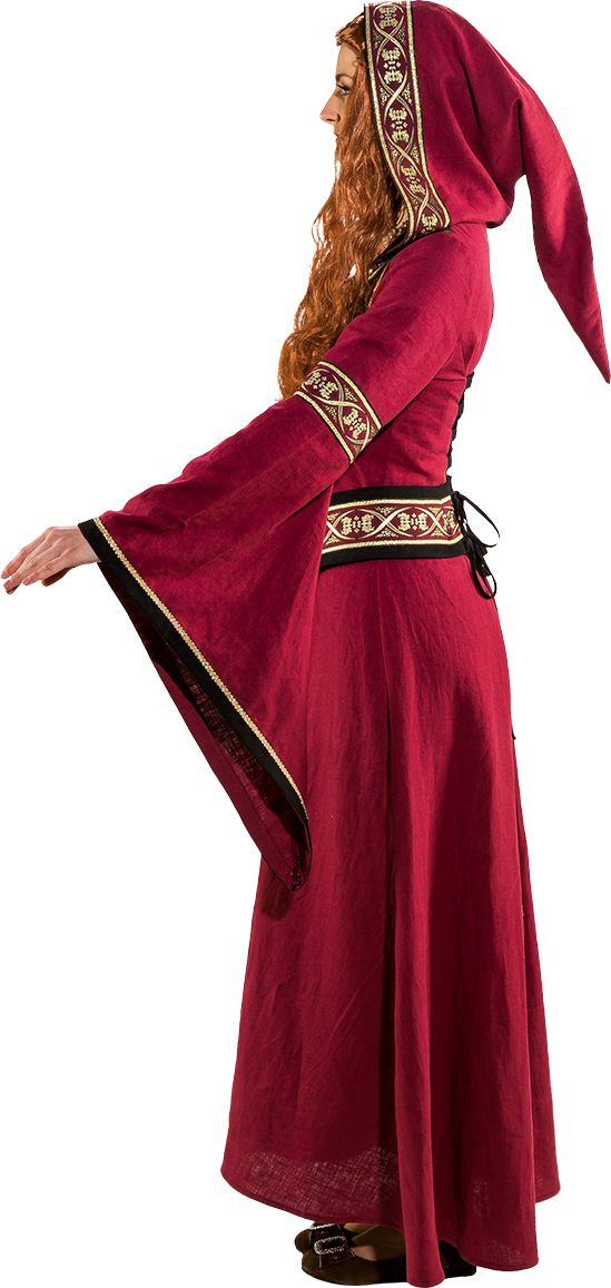 Dame médiévale, rouge-vin