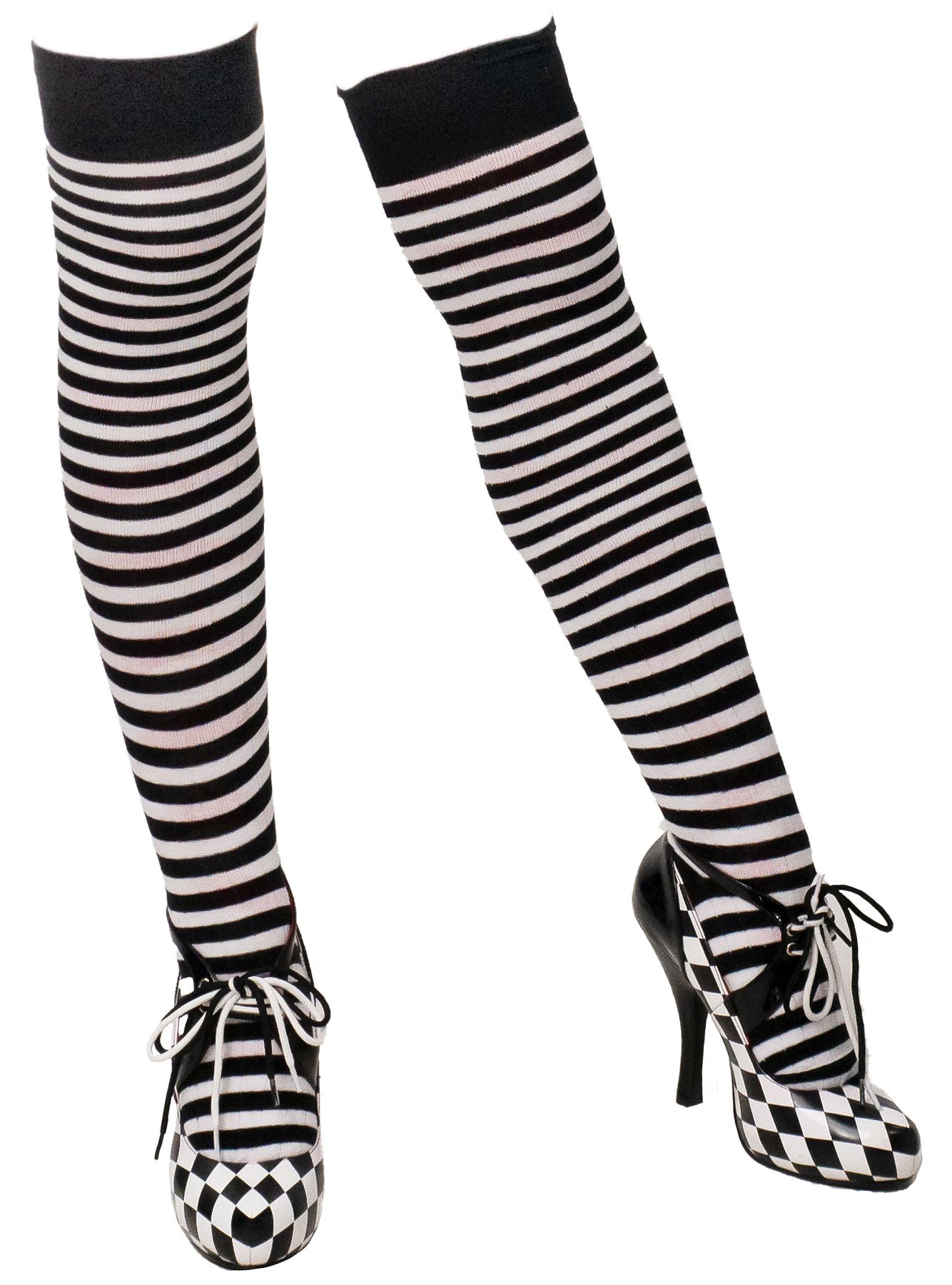 Overknee socks, black/white