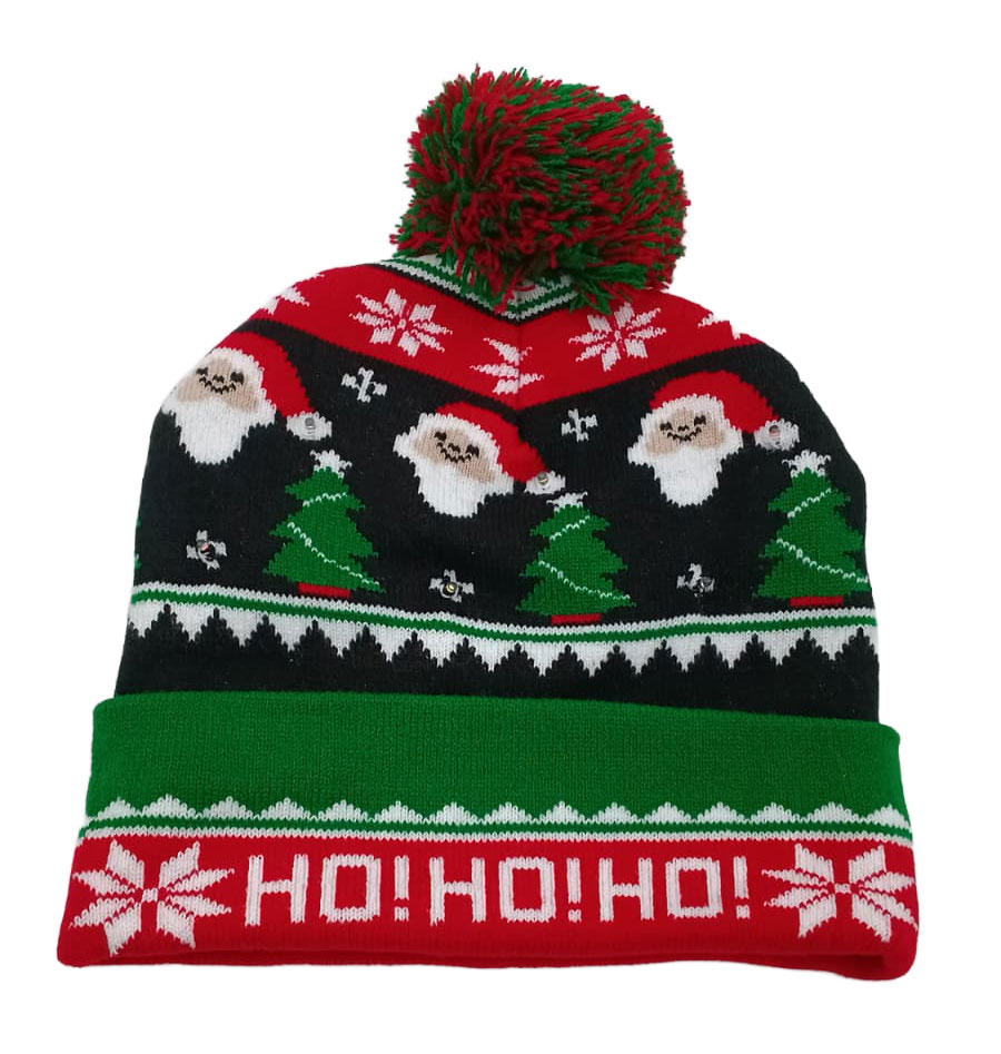 Bonnet à pompon rouge vert