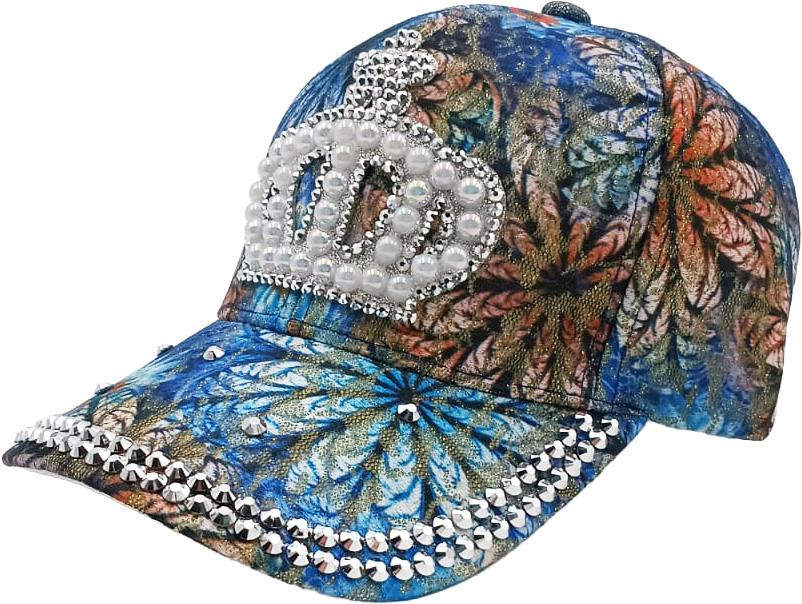 Strass-Kappe, blau, Krone