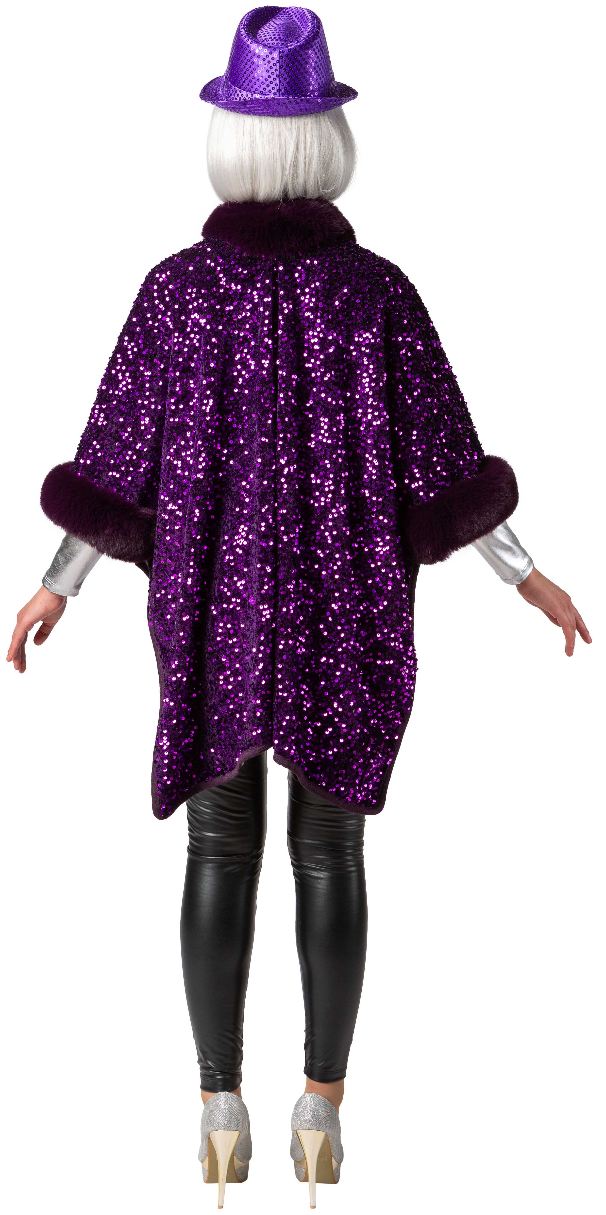 Pailettenponcho, lila