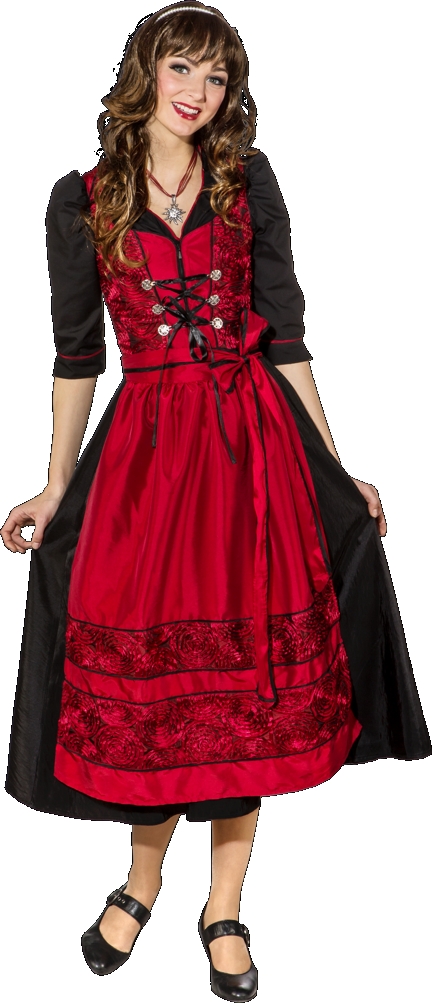 Costume bavaroise ''Dirndl'' longue, rouge/noir