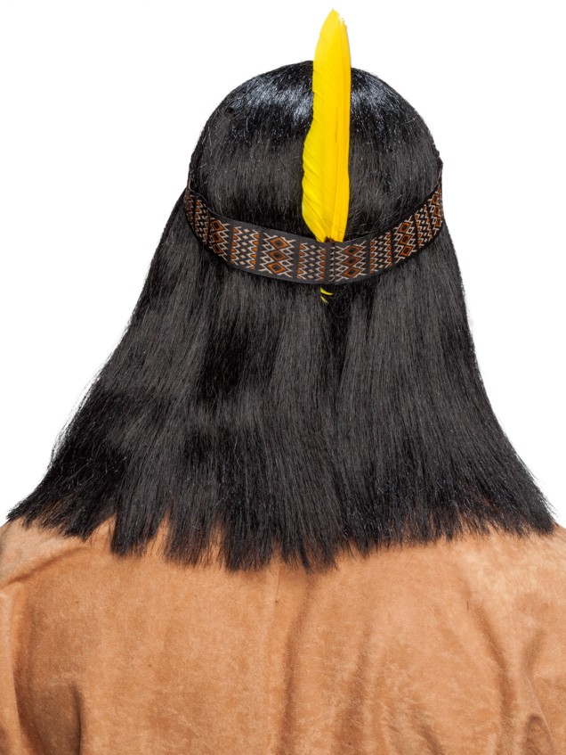 Indian men wig with brown ribbon