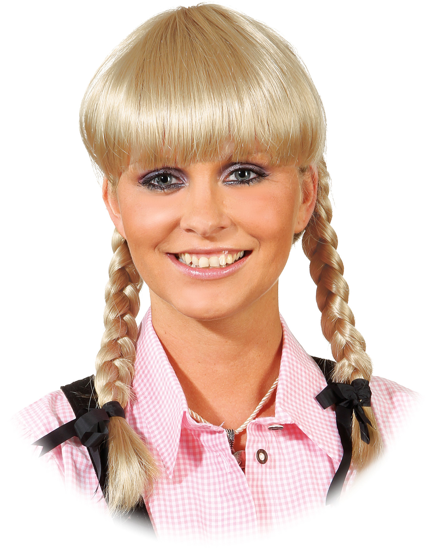 Pigtail wig short with pony, blonde