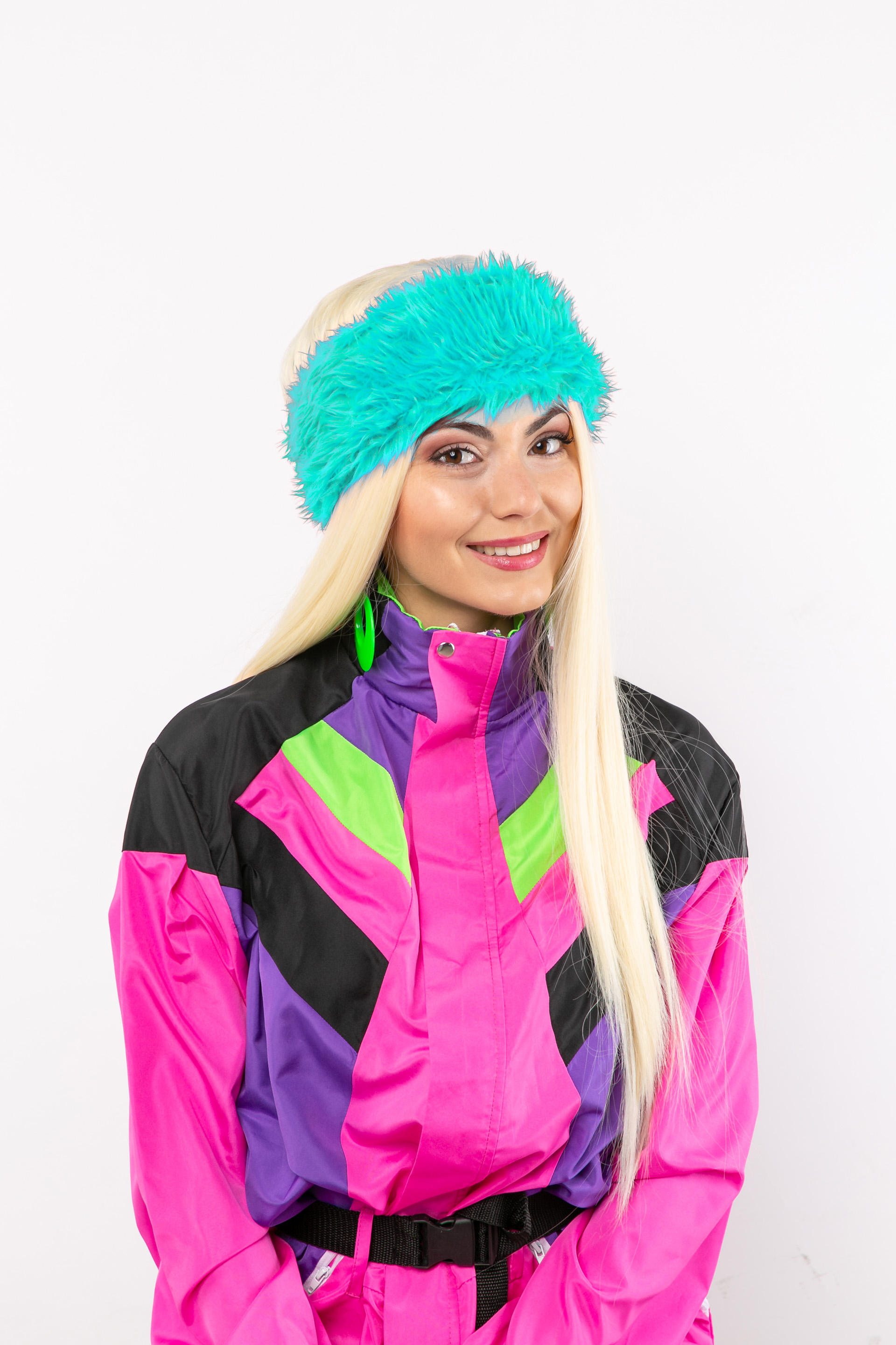 Headband fur, turquoise