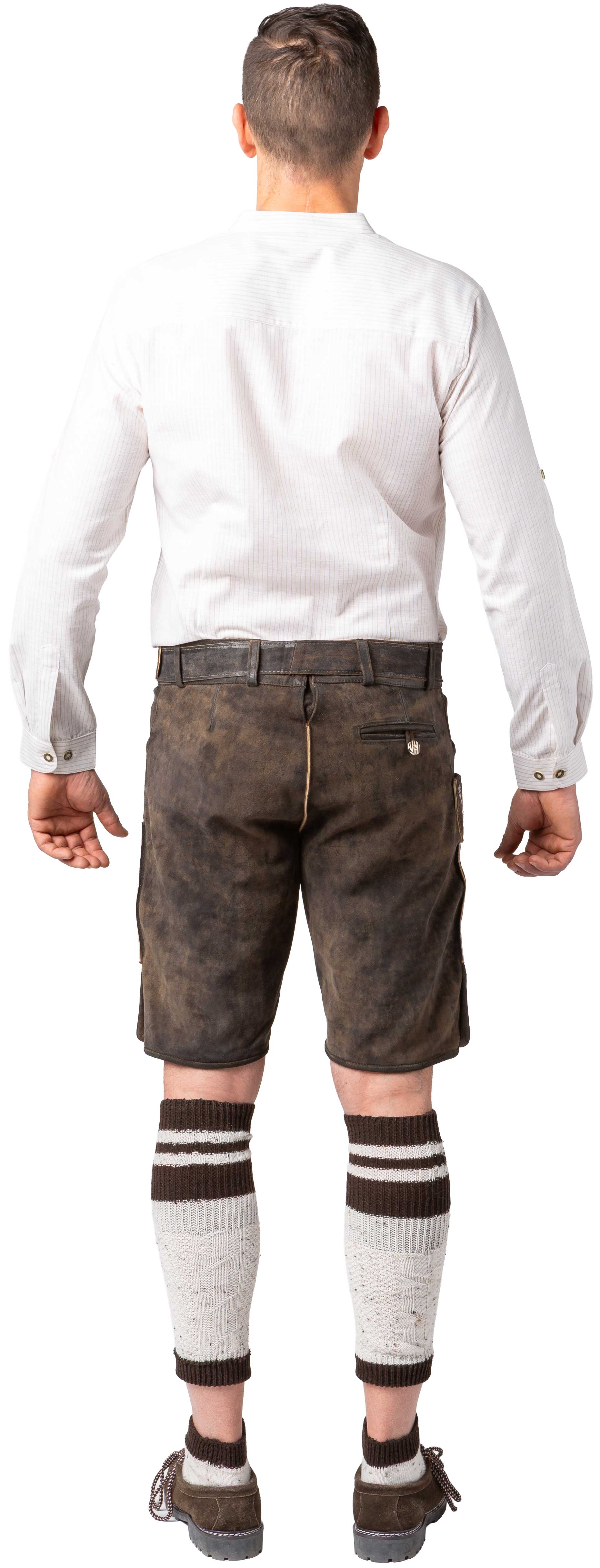 Pantalon en cuir court, marron antique