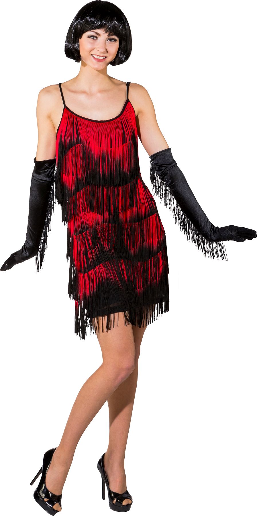 Fransenkleid rot/schwarz