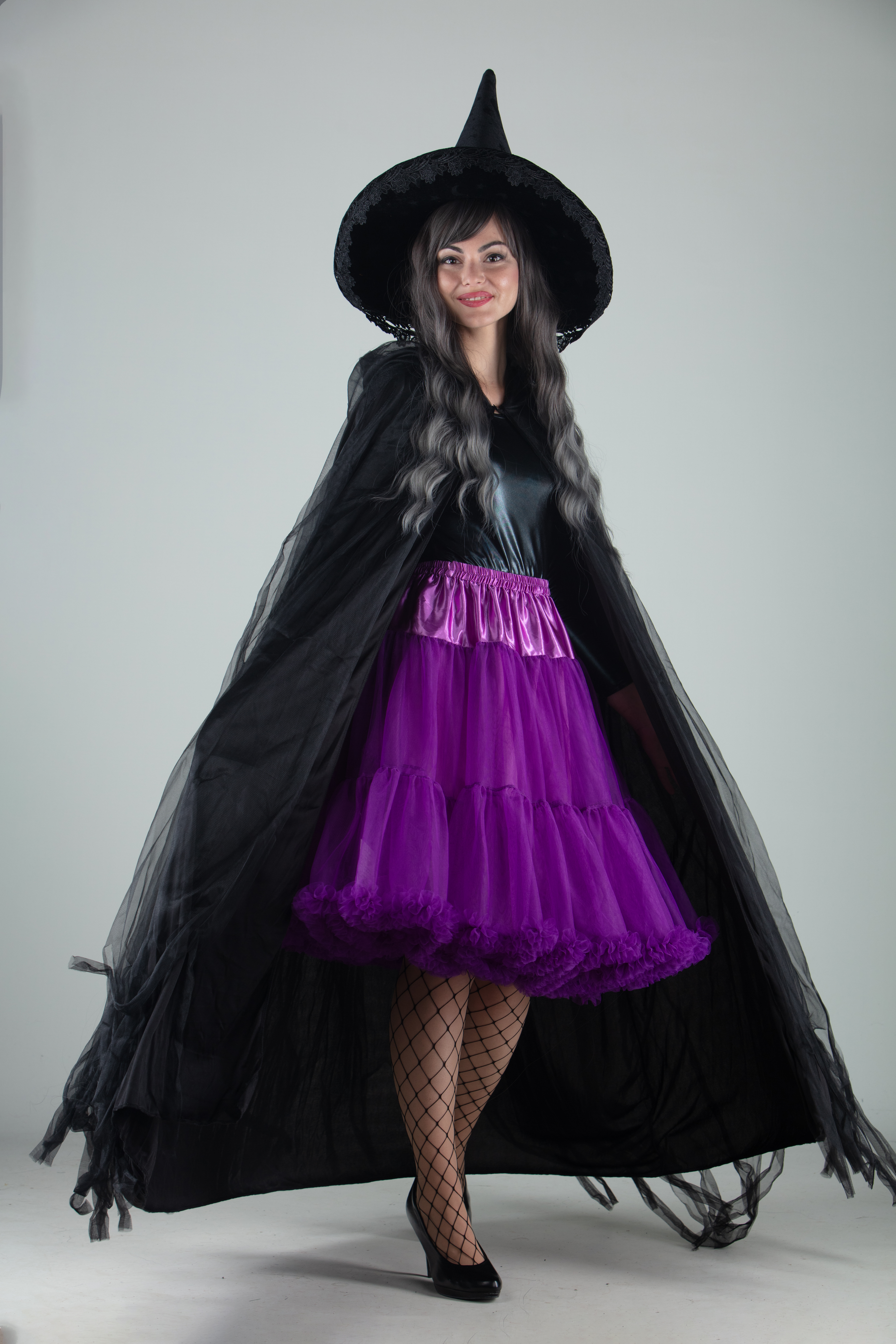 Cape with tull, black
