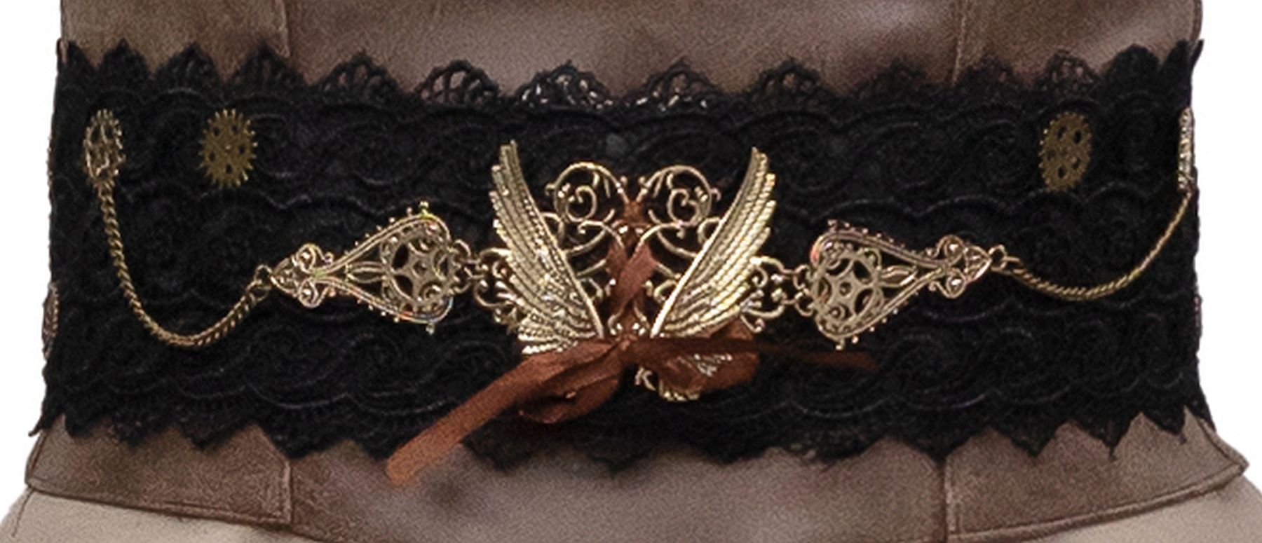 Steampunk belt black with lace