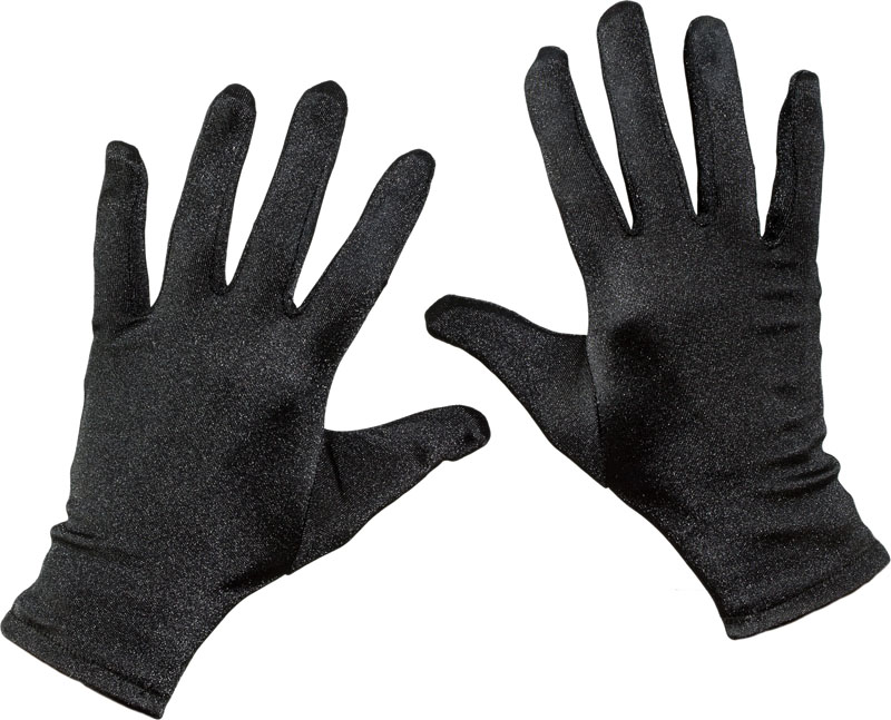 Satin-Handschuhe kurz, schwarz