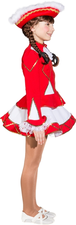 Sparkl costume, red-white with gold trim