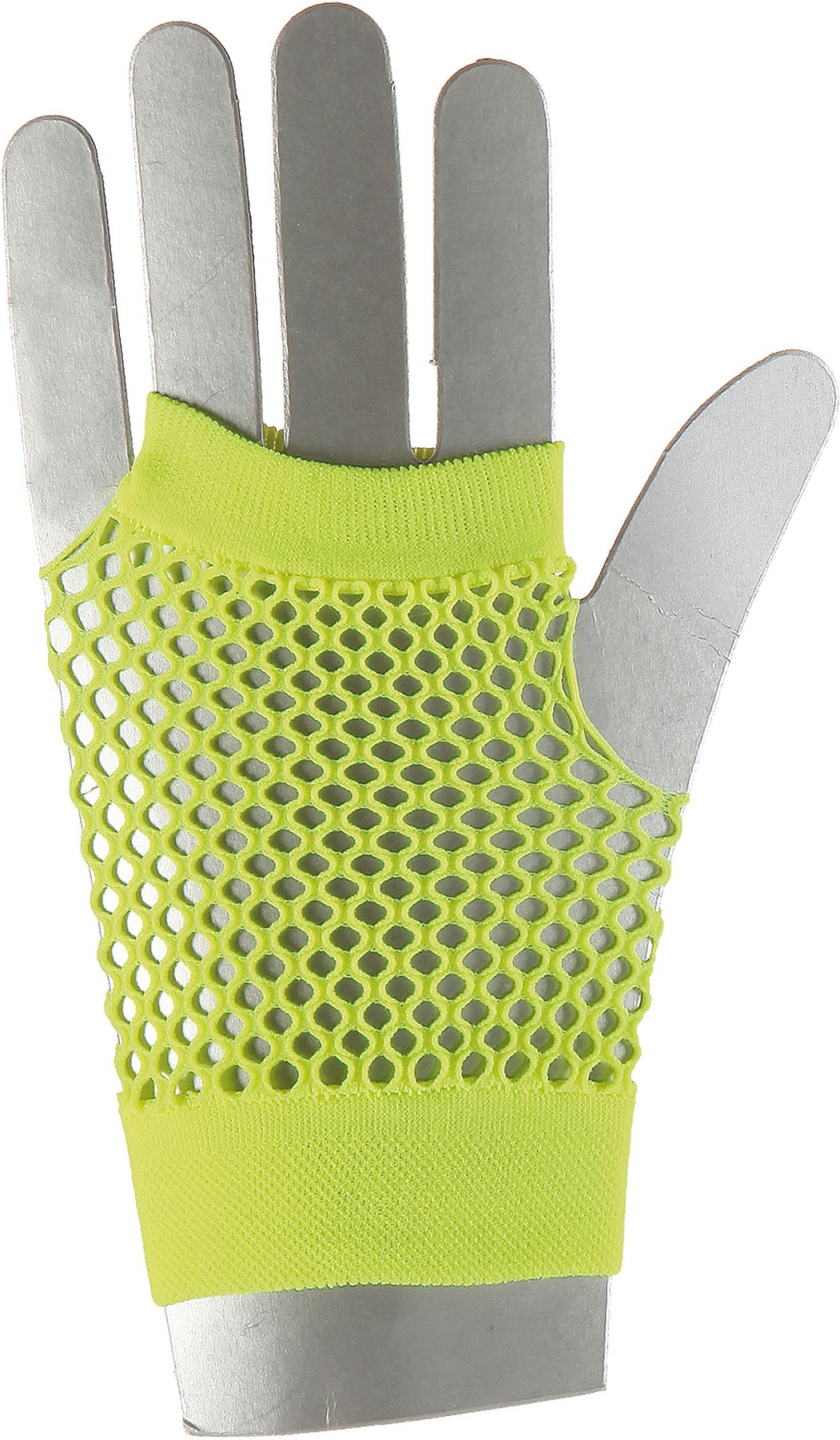 Gants courts en maille sans doigts, jaune-fluo