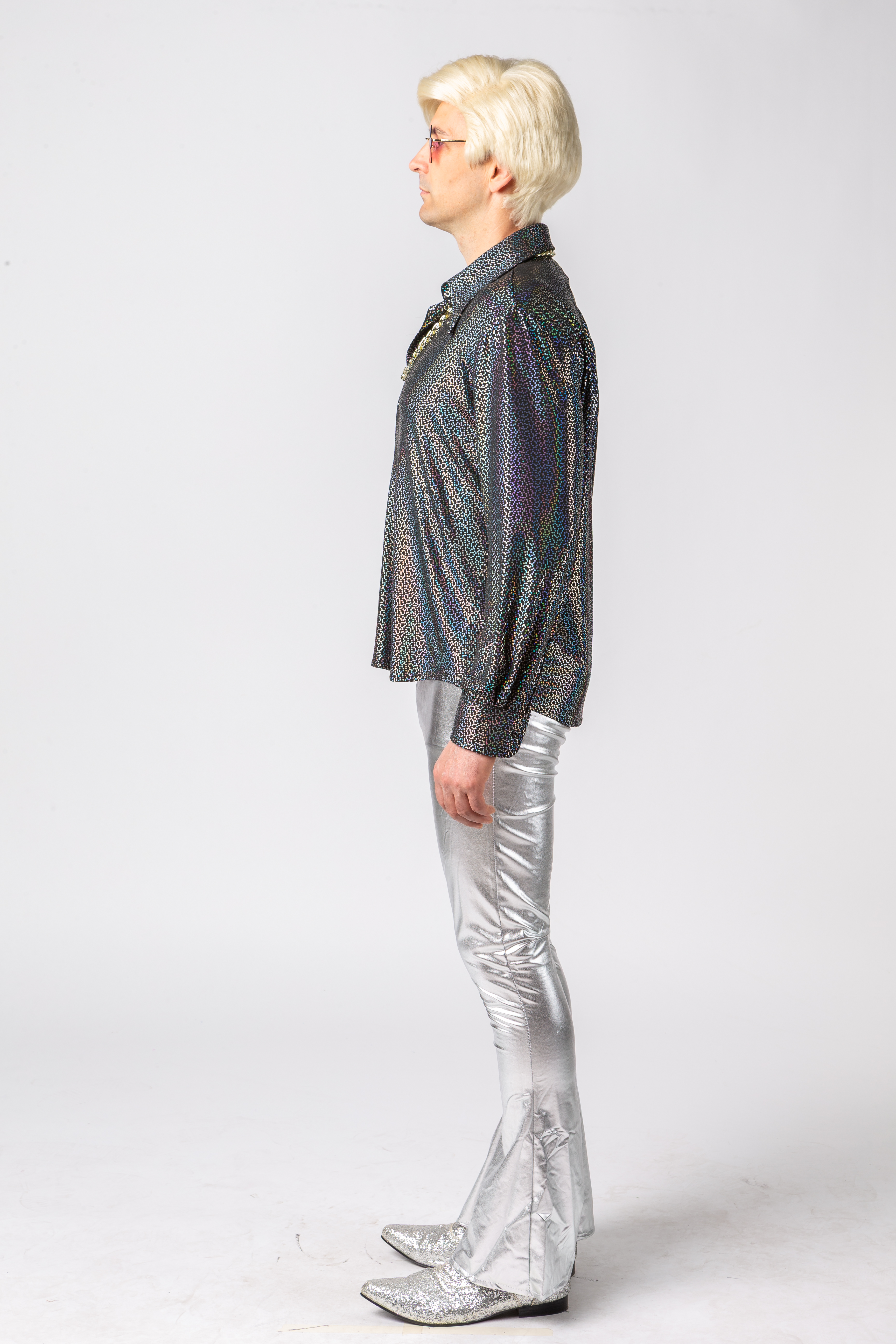 Hemd mit Glitzerdruck, silber 