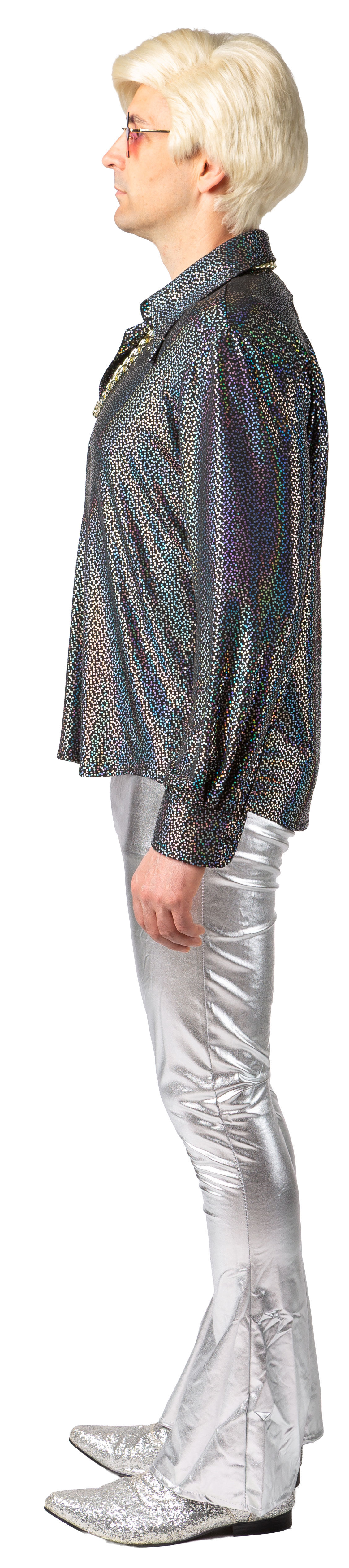 Hemd mit Glitzerdruck, silber 