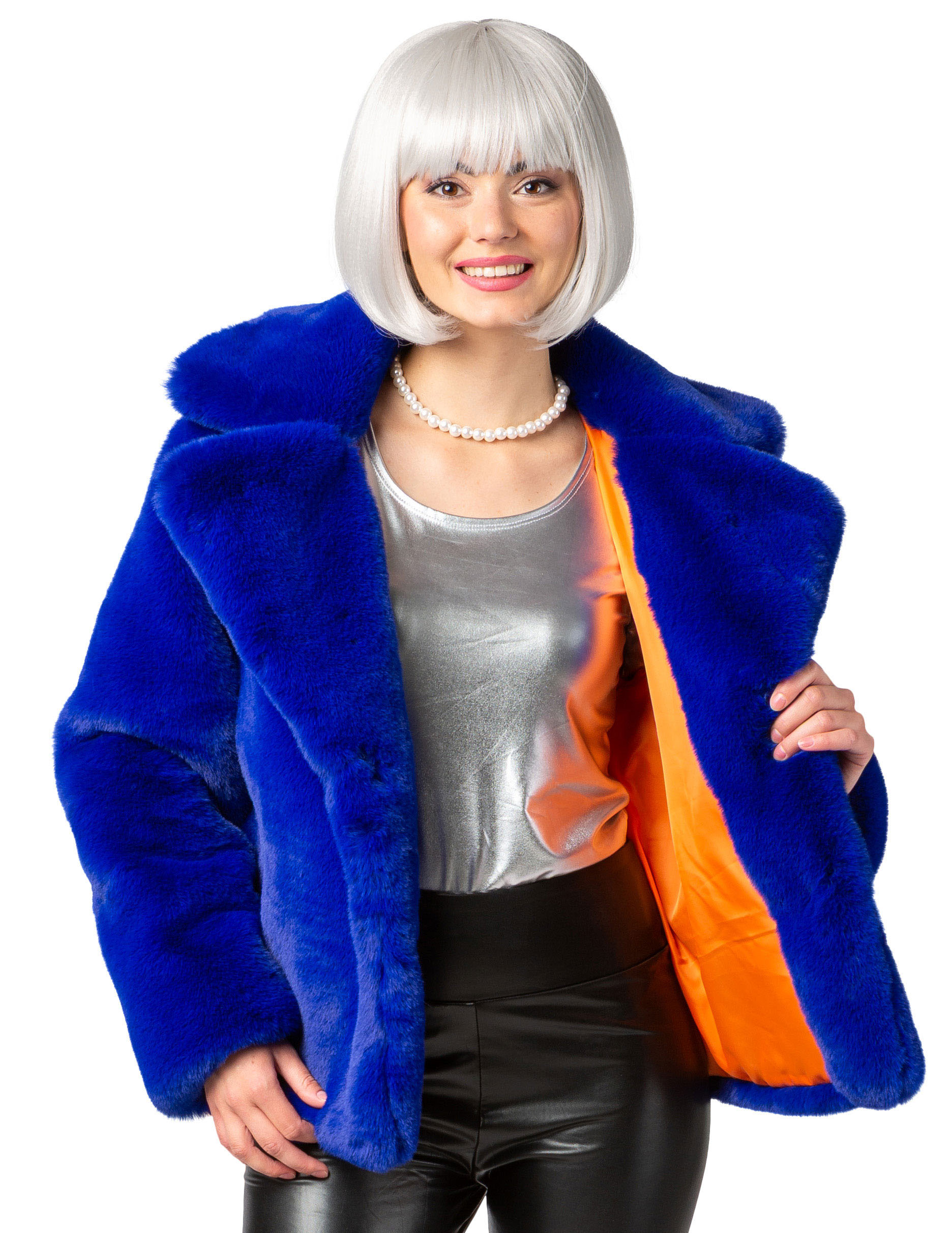 Plüschjacke, blau