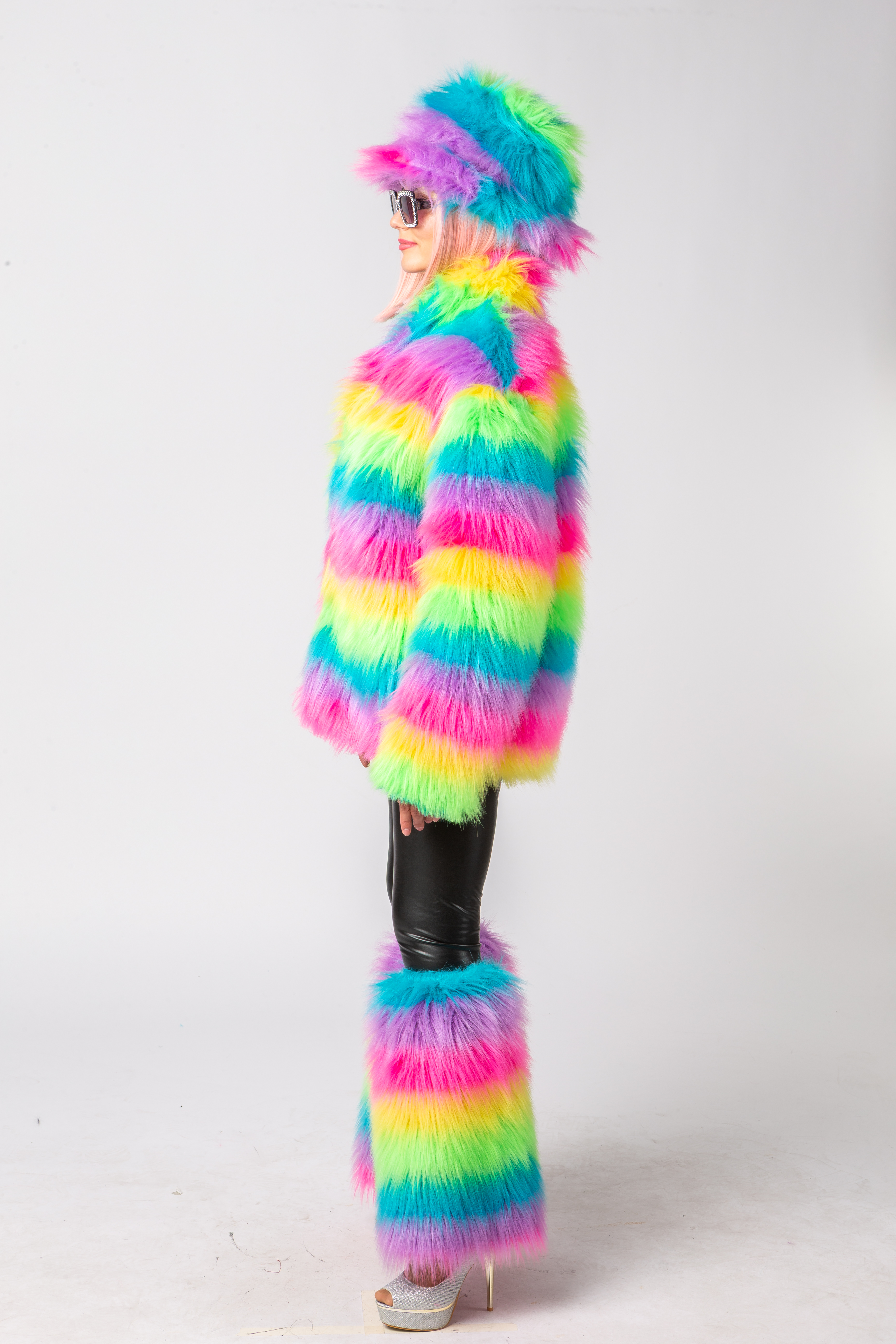 Plüsch-Jacke, langes Flor, multicolor