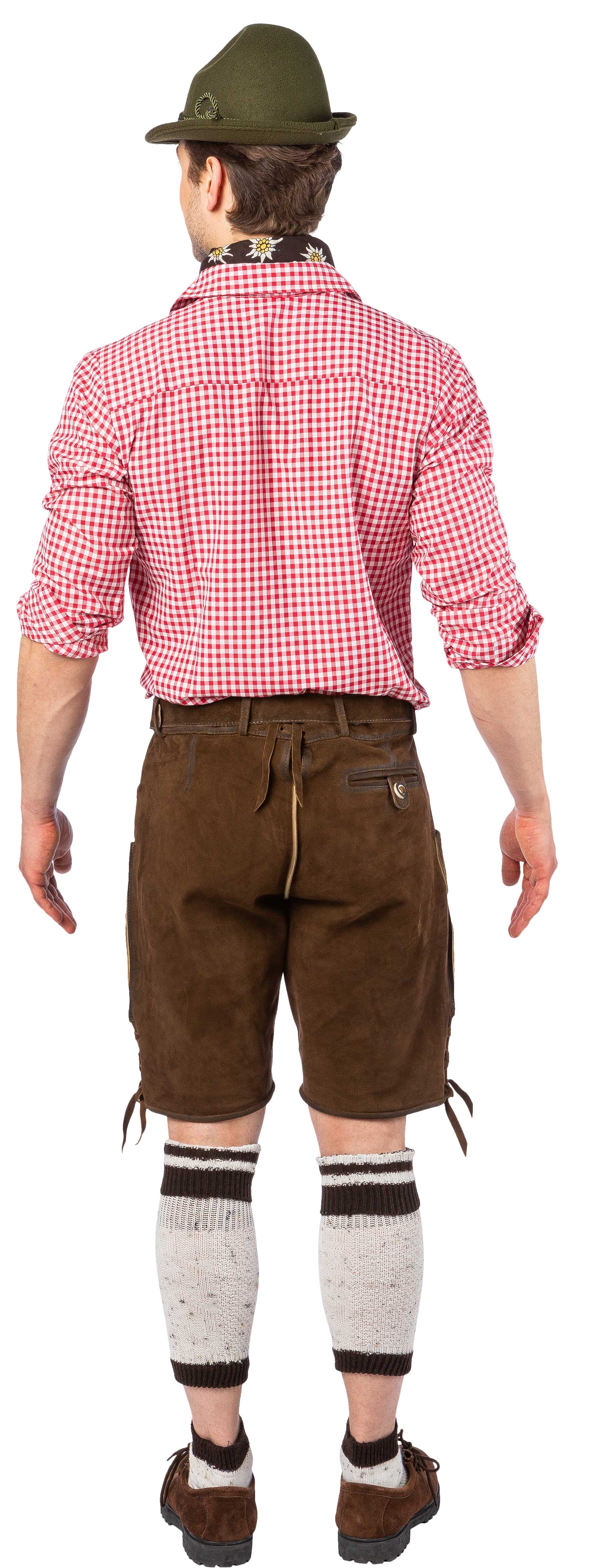 Pantalon court en cuir, marron foncé vieilli 
