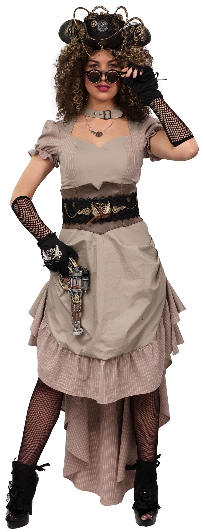 Steampunk dress mullet, taupe