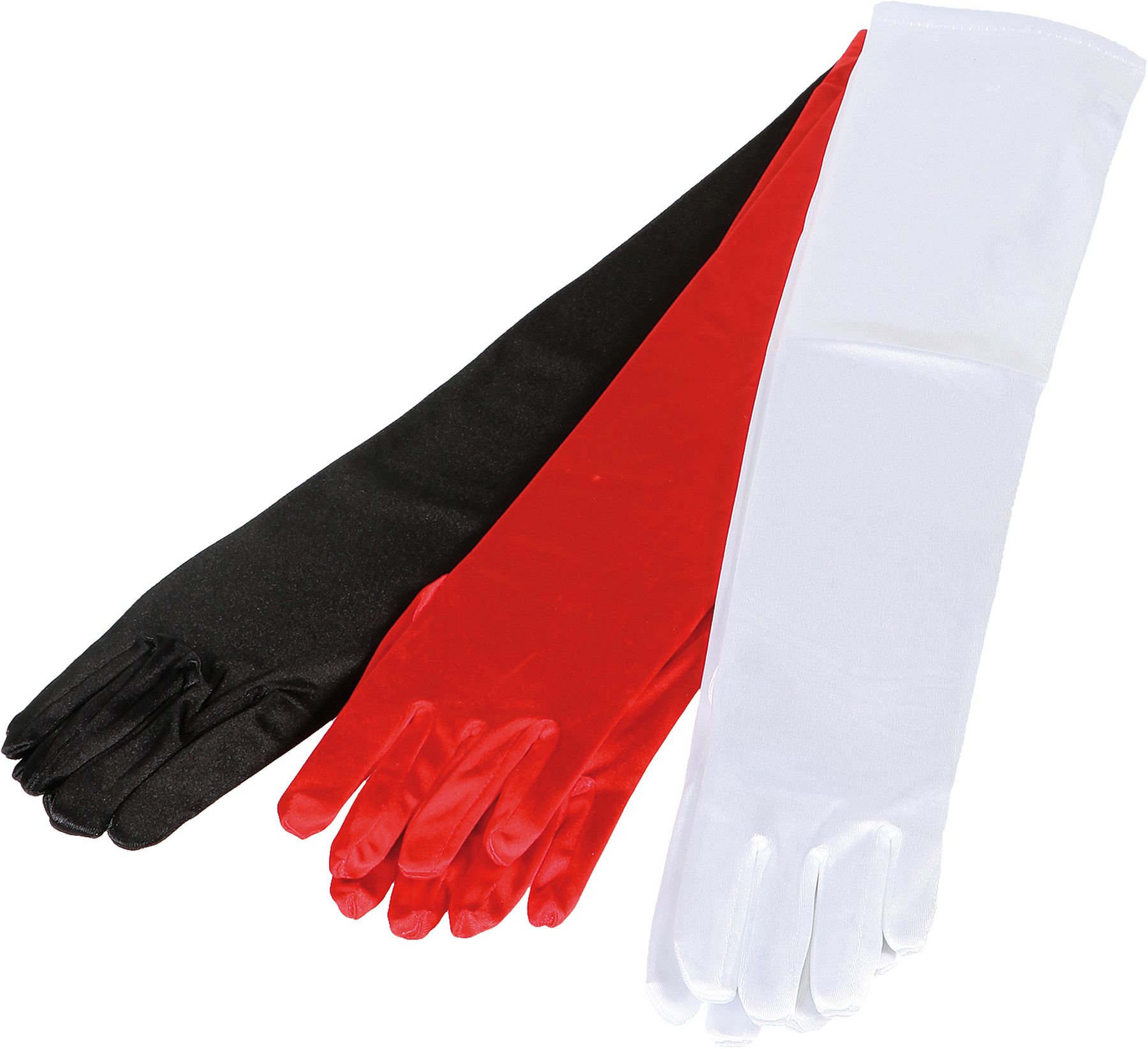 Satin-Handschuhe lang, schwarz
