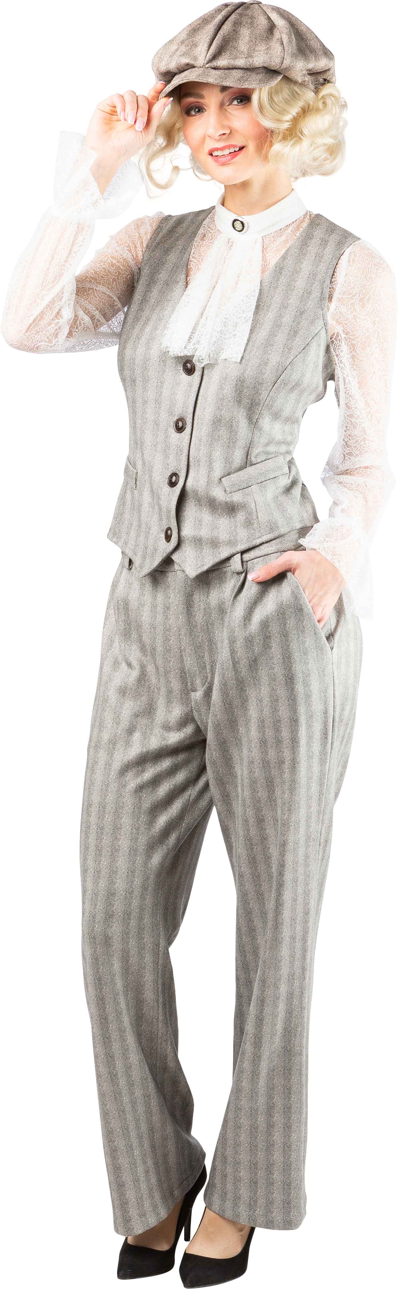 Ensemble pour femme style années 20, gris chiné