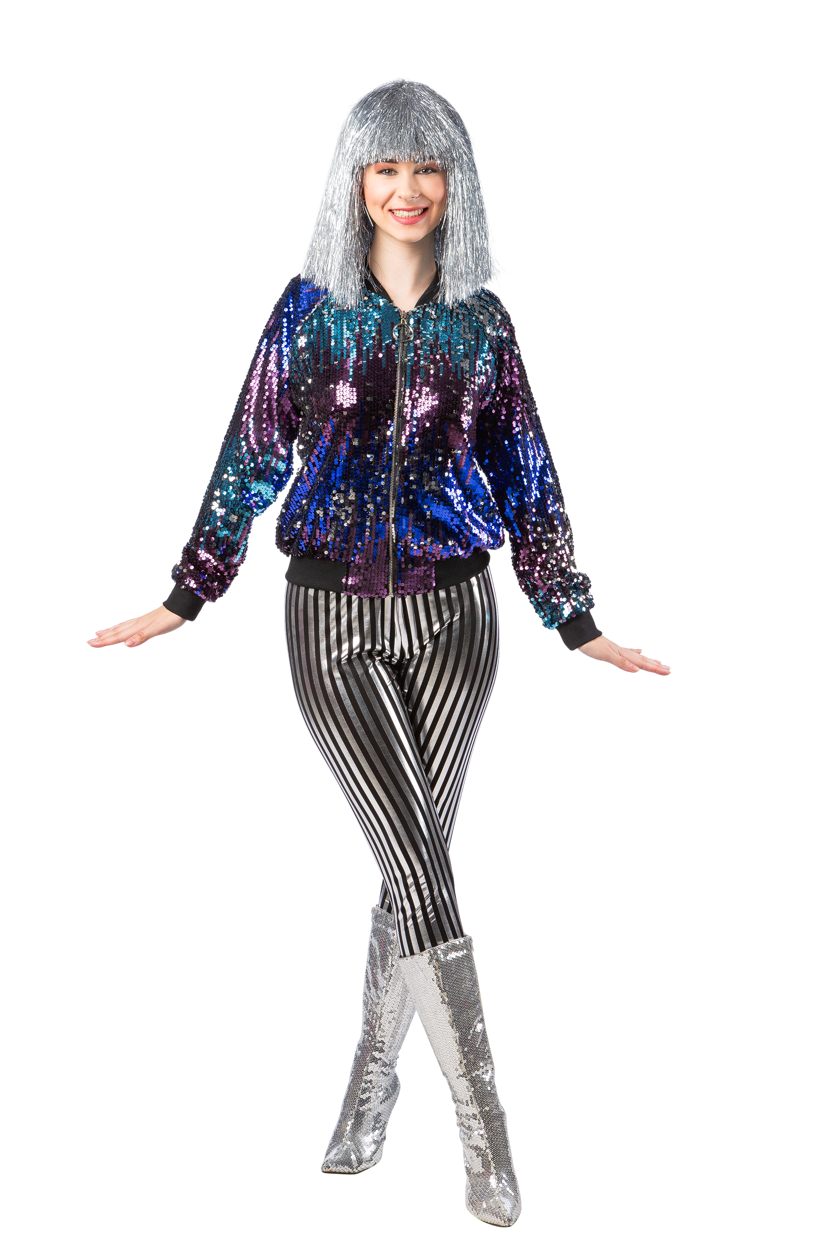 Paillettenjacke Disco blau/lila 38/40