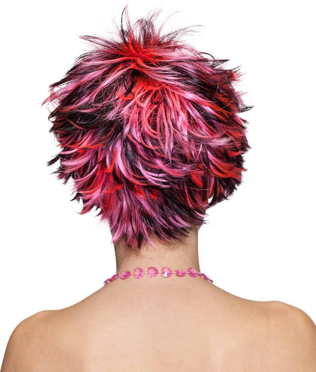 Short hair wig, pink-black - Sale