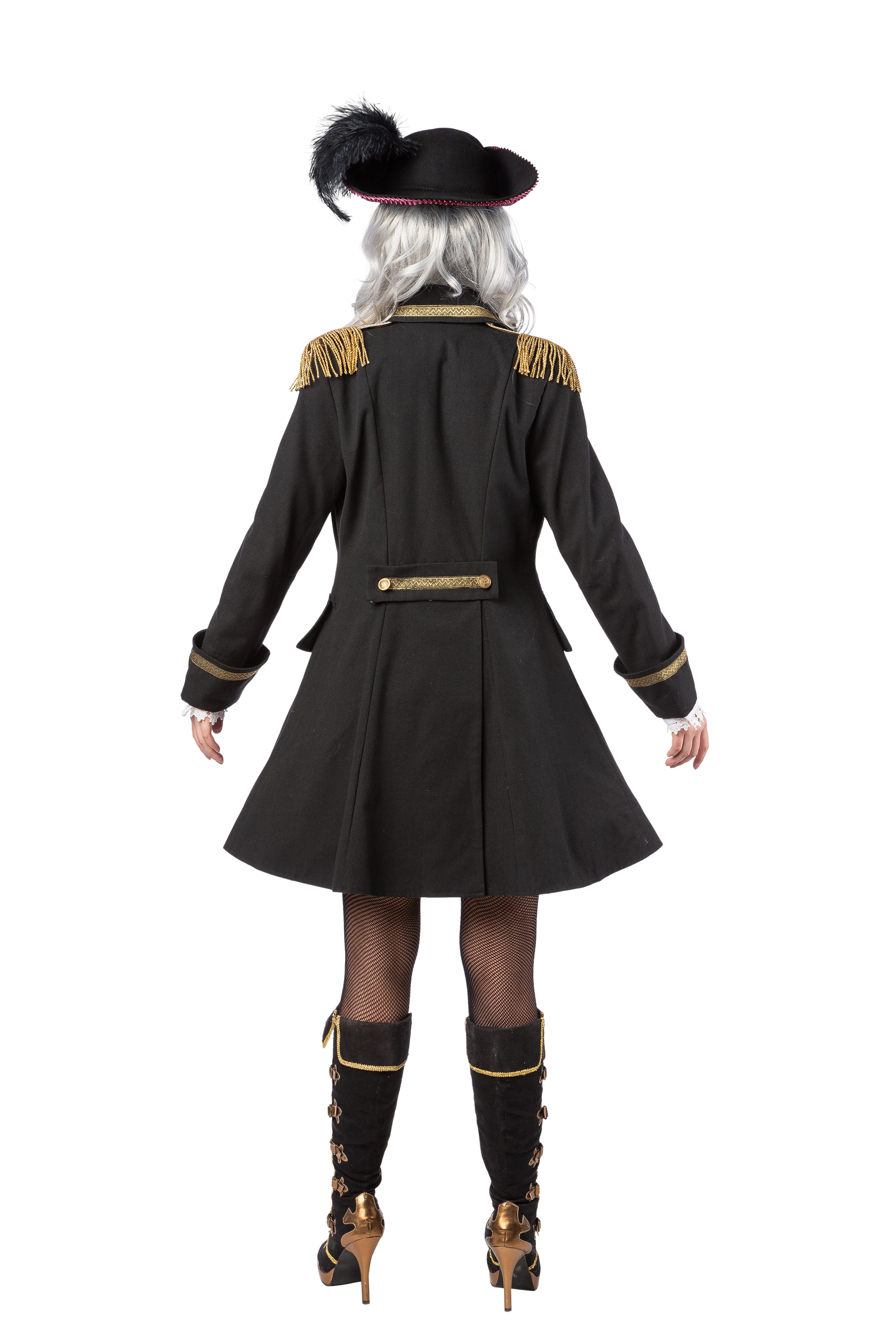 Veste historique, noir, femme, avec bordire dorée