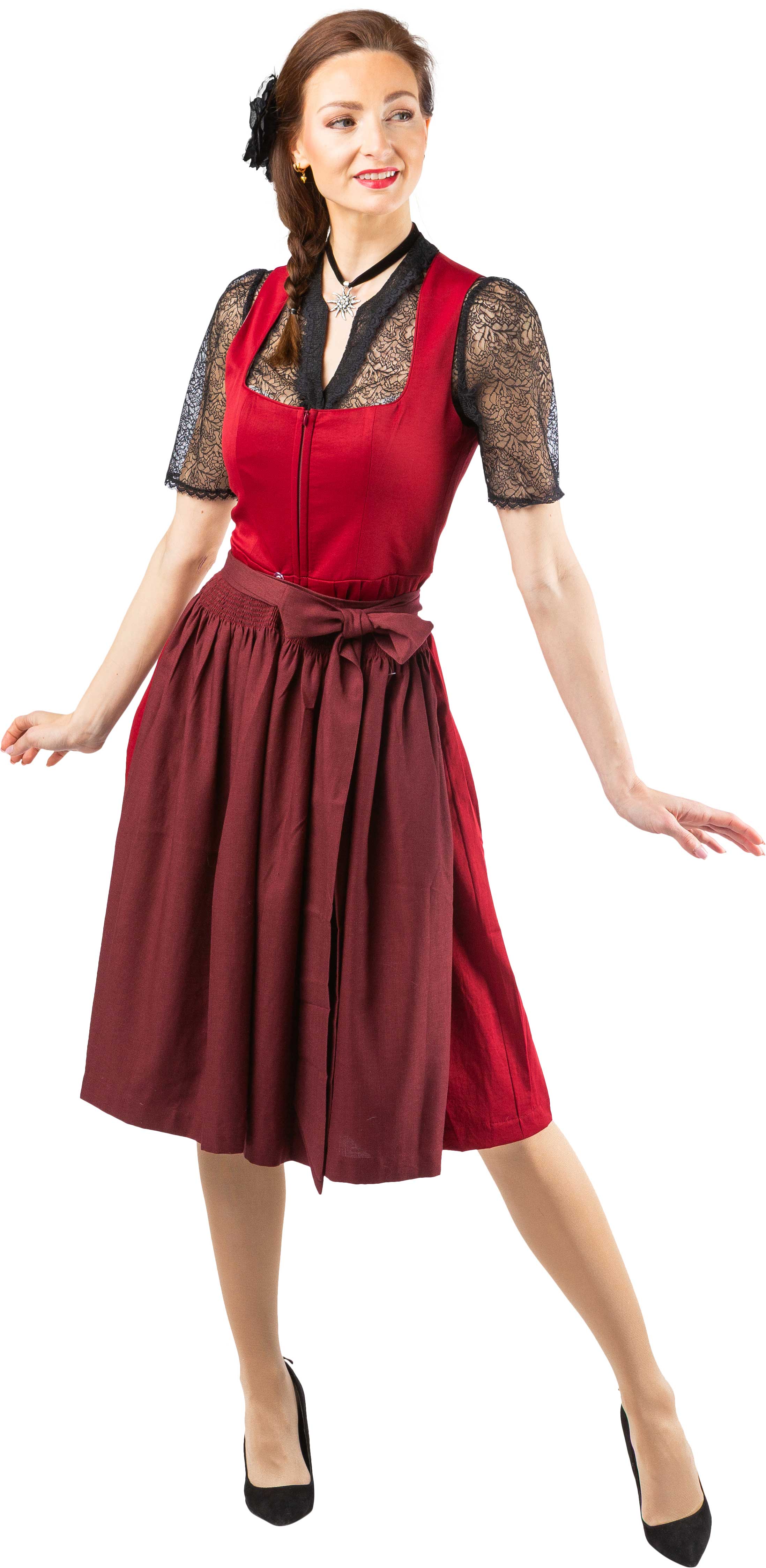 Dirndlbluse schwarz aus Spitzenstoff