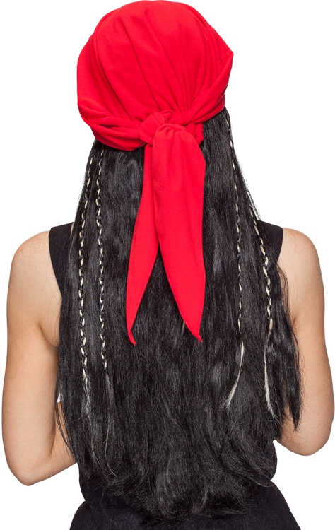 Perruque pirate des caraïbes à foulard rouge