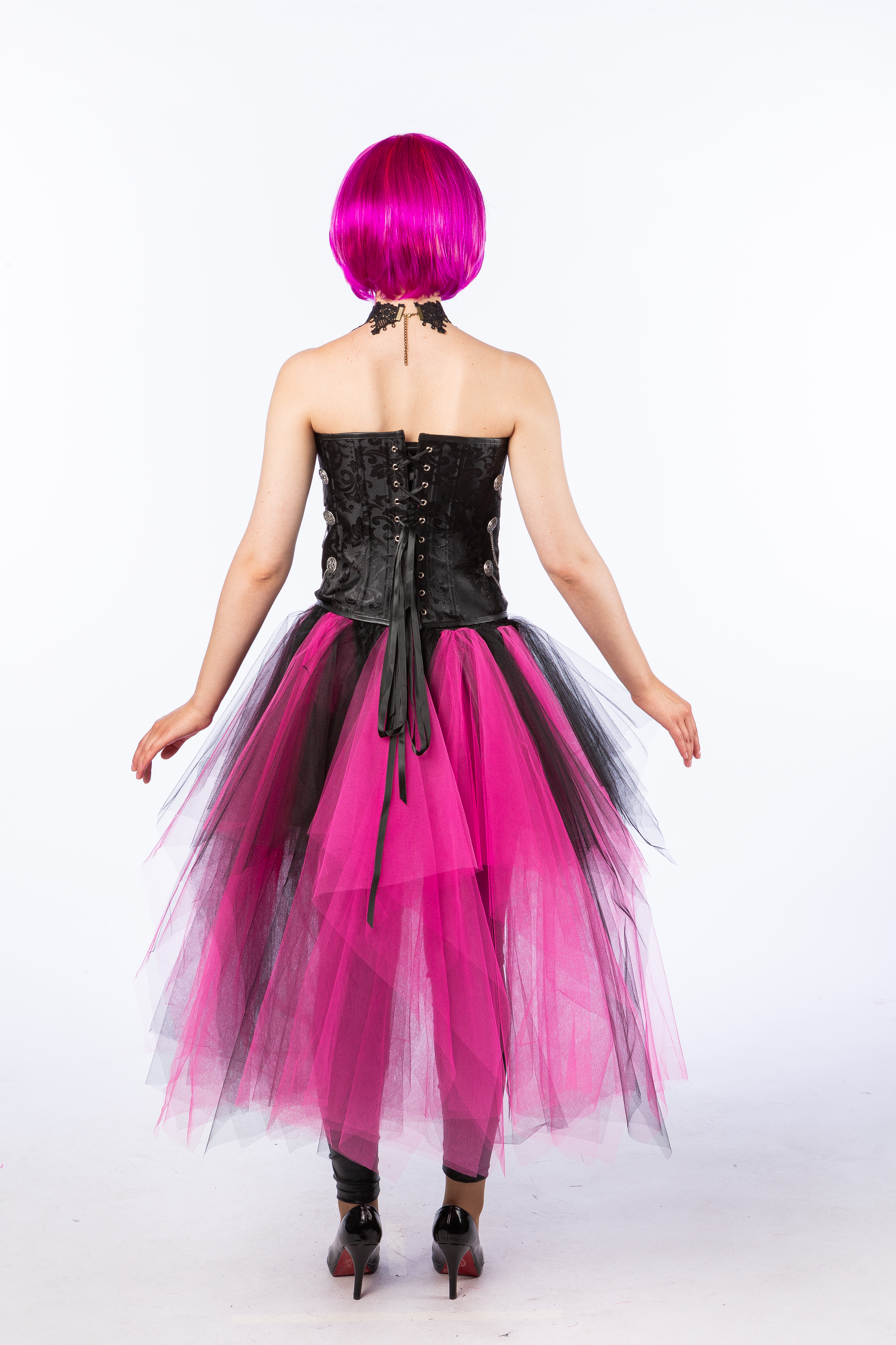 tutu vokuhila, fuchsia/black