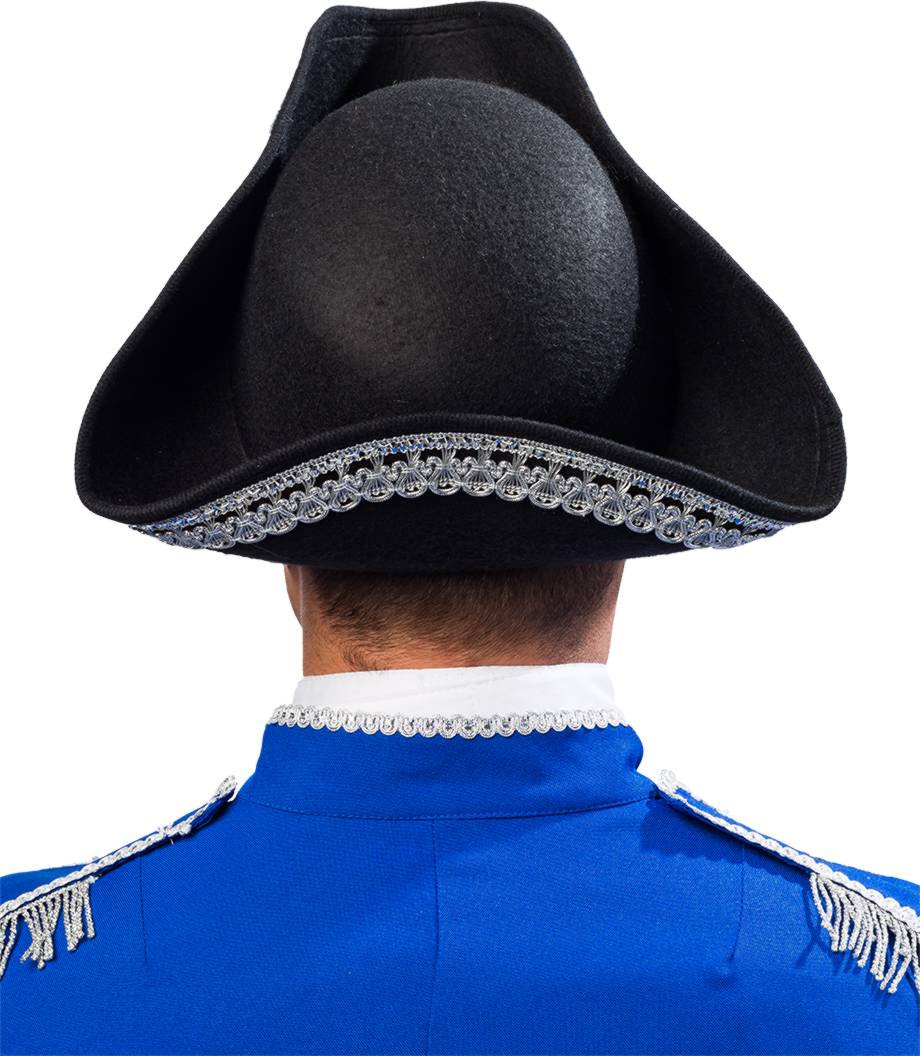 Chapeau tricorn à bordure argenté à fermeture velcro