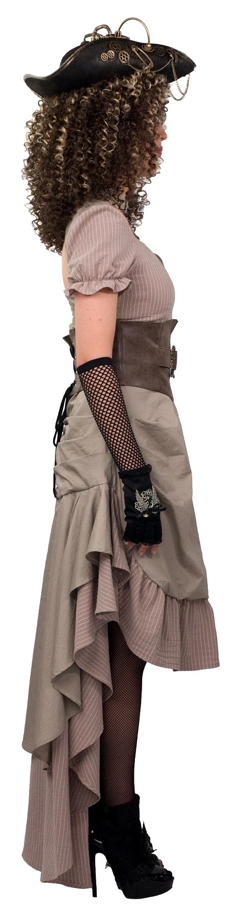 Steampunk dress mullet, taupe