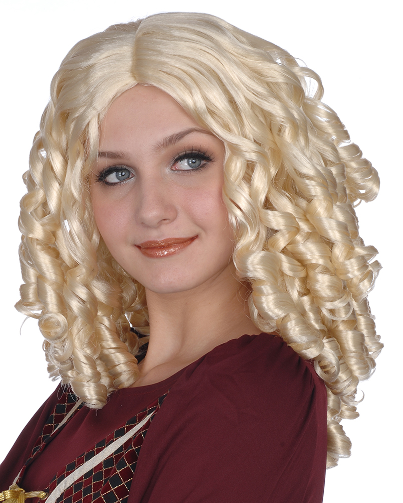 Ladies wig with corkscrew curls, blonde