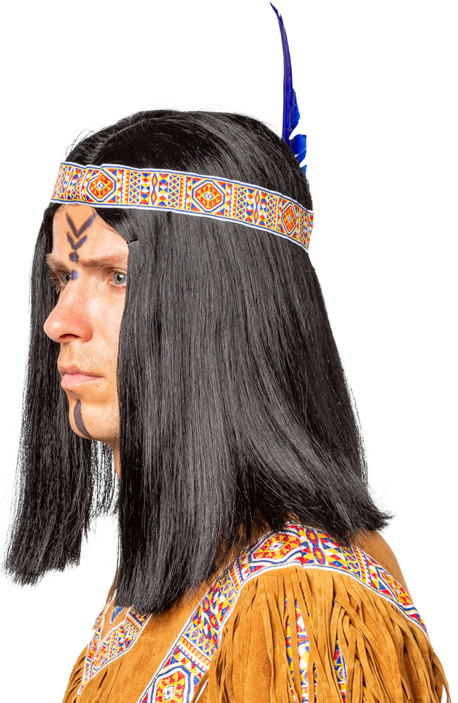 Indianer kurz mit rot-blau-gelbem Band