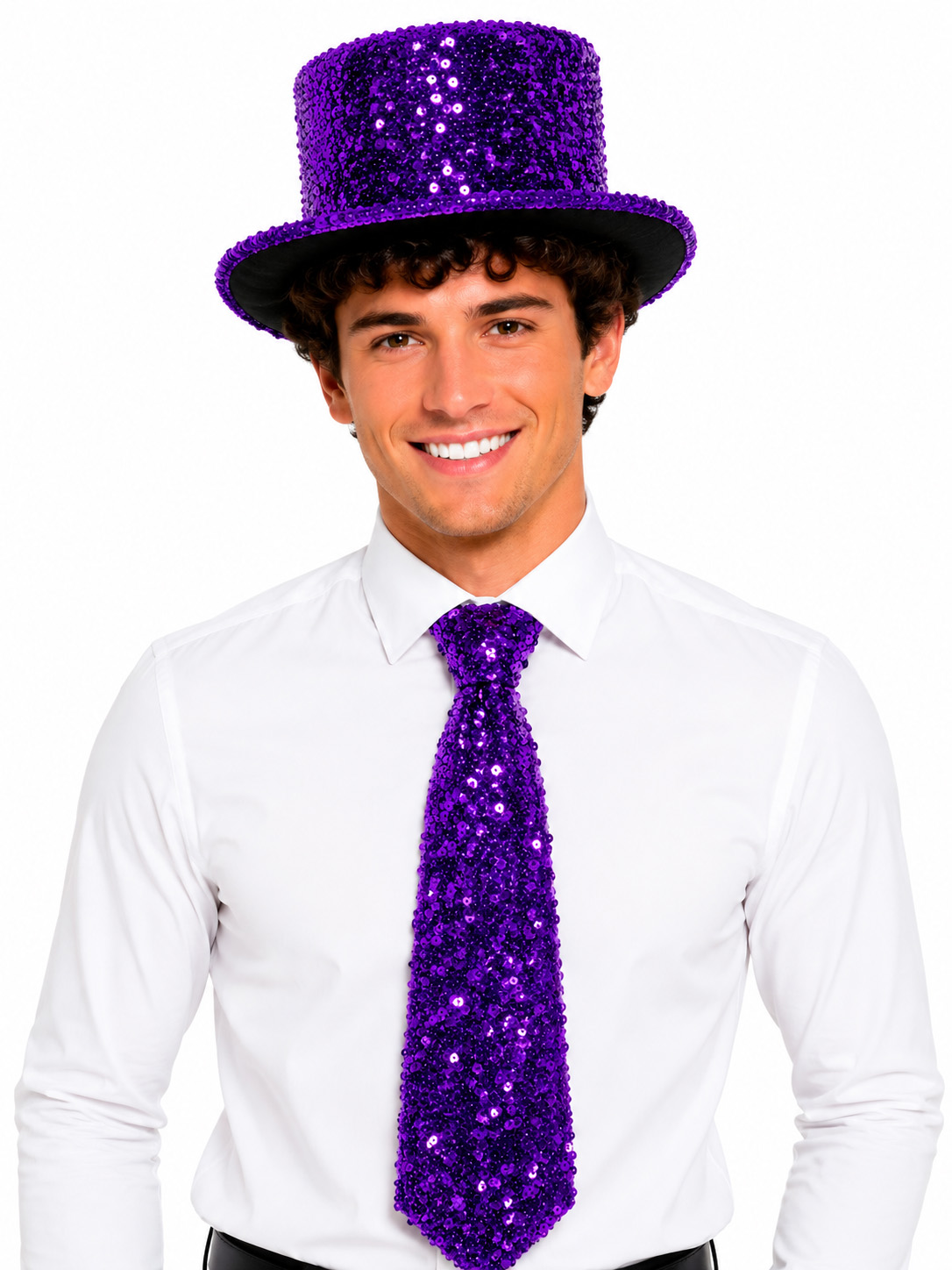 Premium sequinned tie, purple