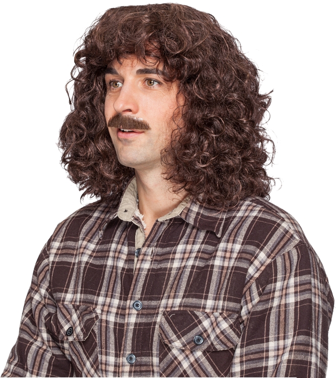 Mens wig long curly (only wig)