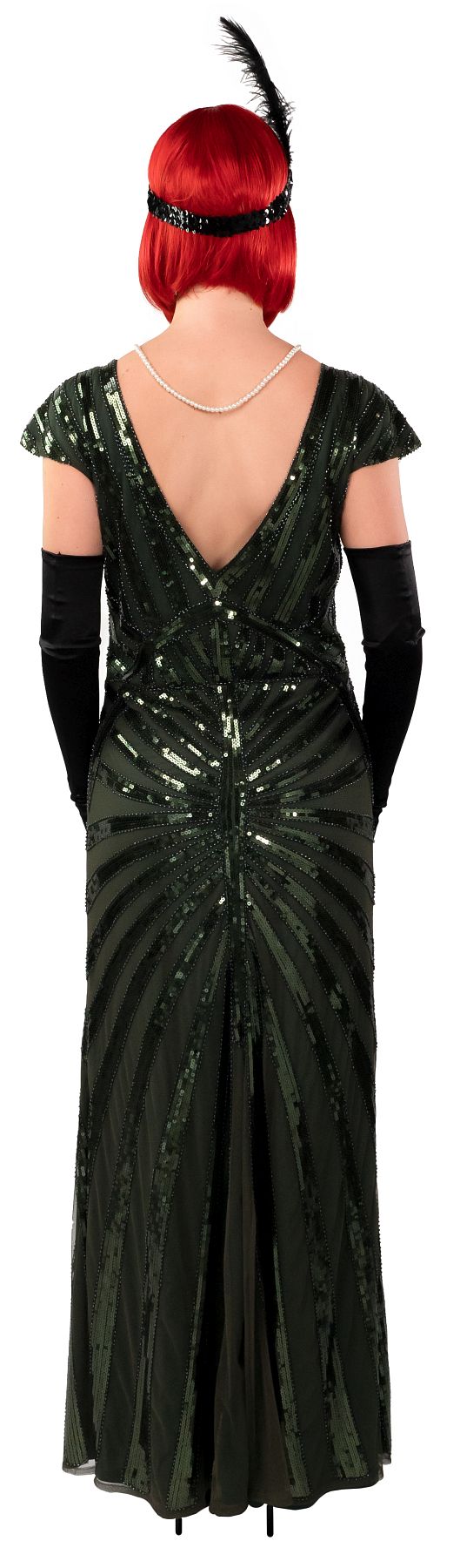 Robe longue à paillettes, verte