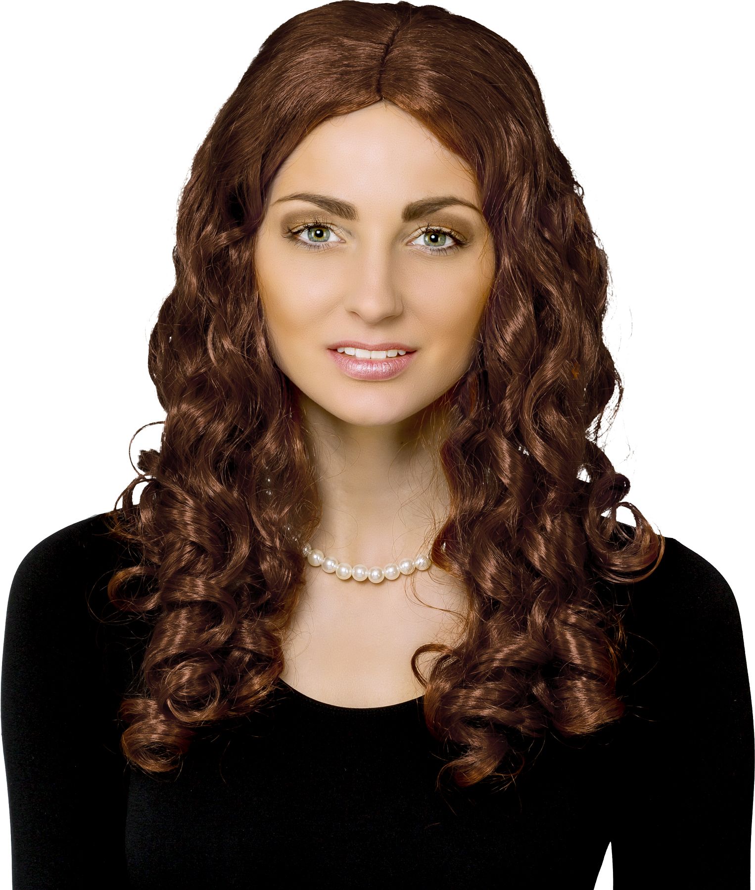 Curly Wig middle parting, brown